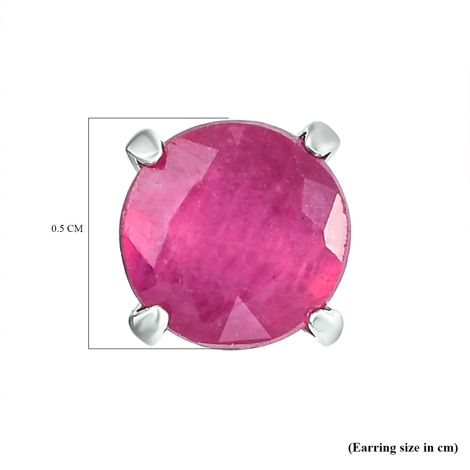 African Ruby (FF) Solitaire Stud Earrings in Sterling Silver 1.66 Ct.