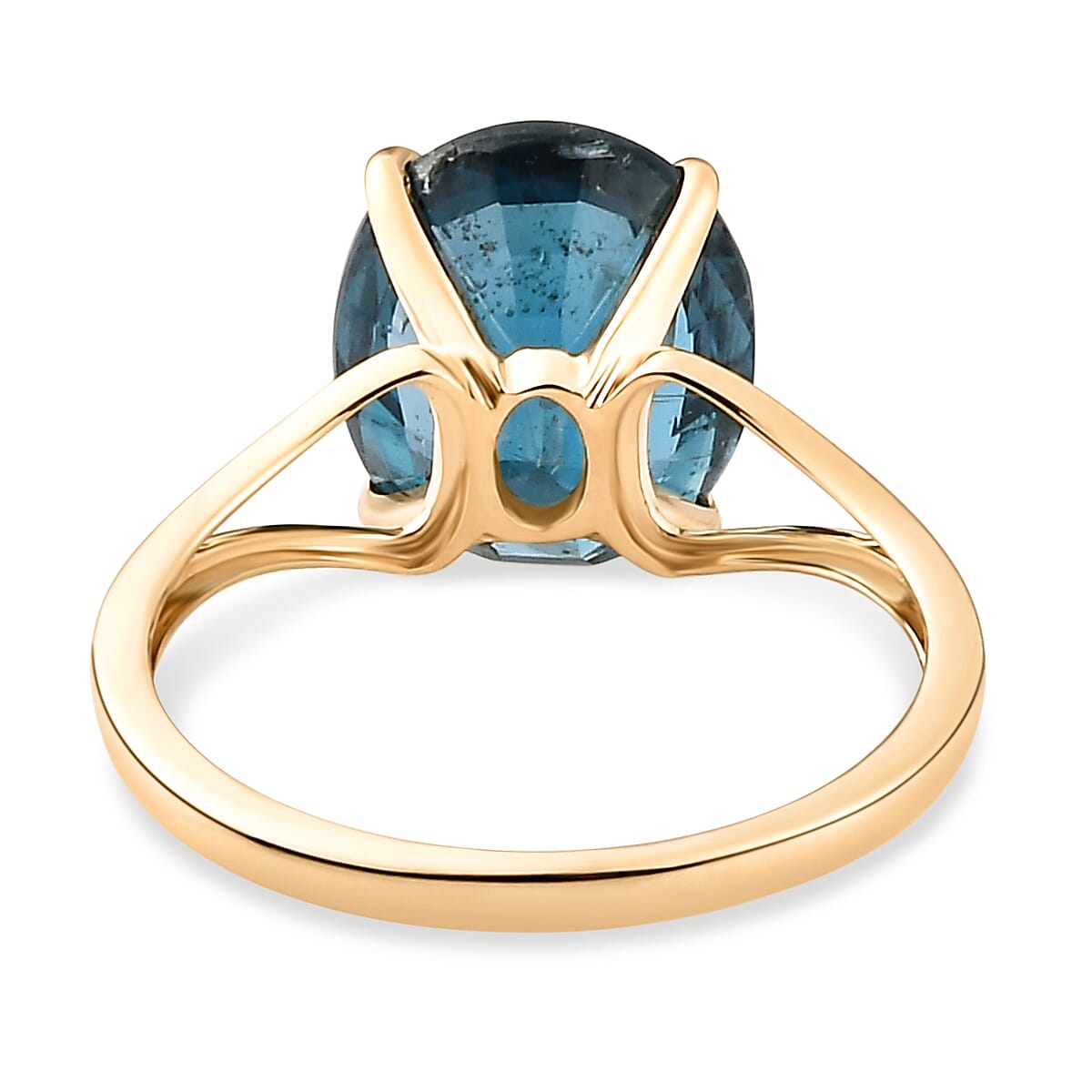 9K Yellow Gold Teal Kyanite Solitaire Ring 5.79 Ct.