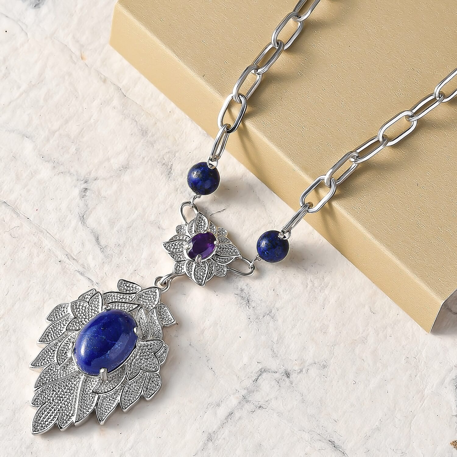 Lapis Lazuli and Amethyst Necklace (Size - 18)