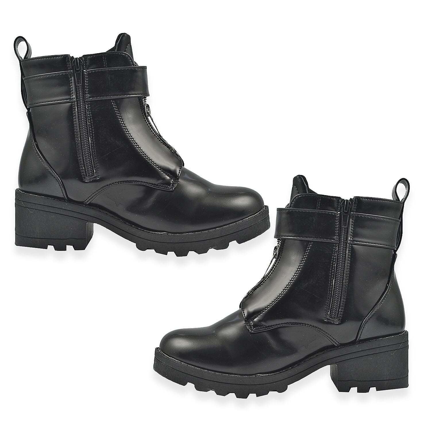 Manchester Closeouts Buckle Seam Zip Boot (Size 5) - Black
