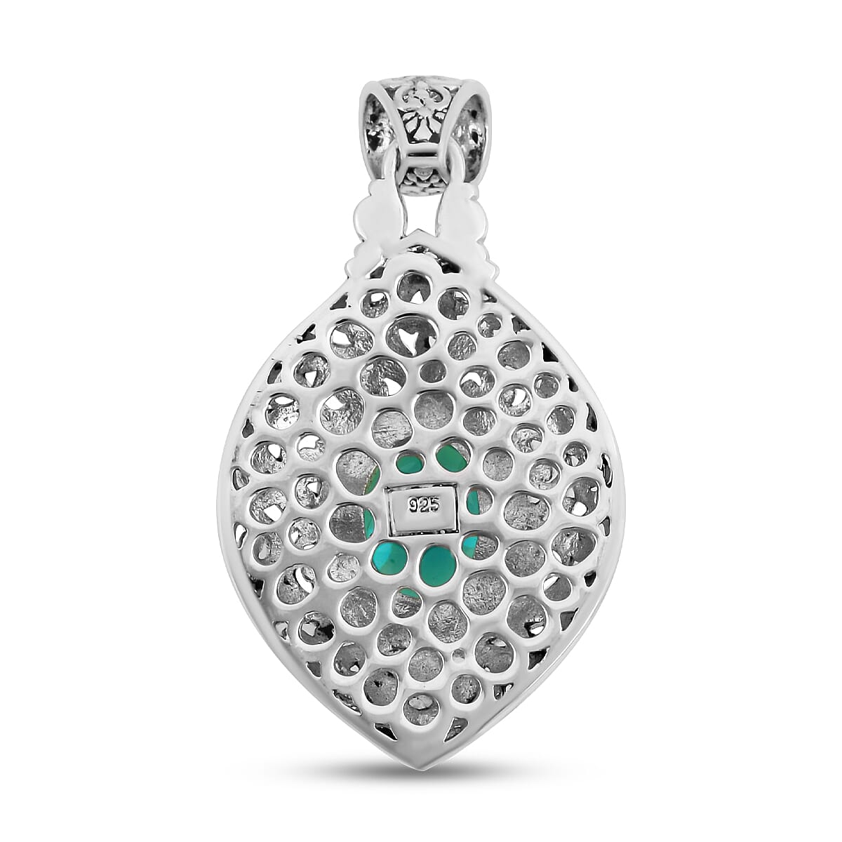 Peacock Triplet Quartz & Skyblue Topaz Pendant in Sterling Silver 10.42 Ct, Silver Wt. 8.76 Gms