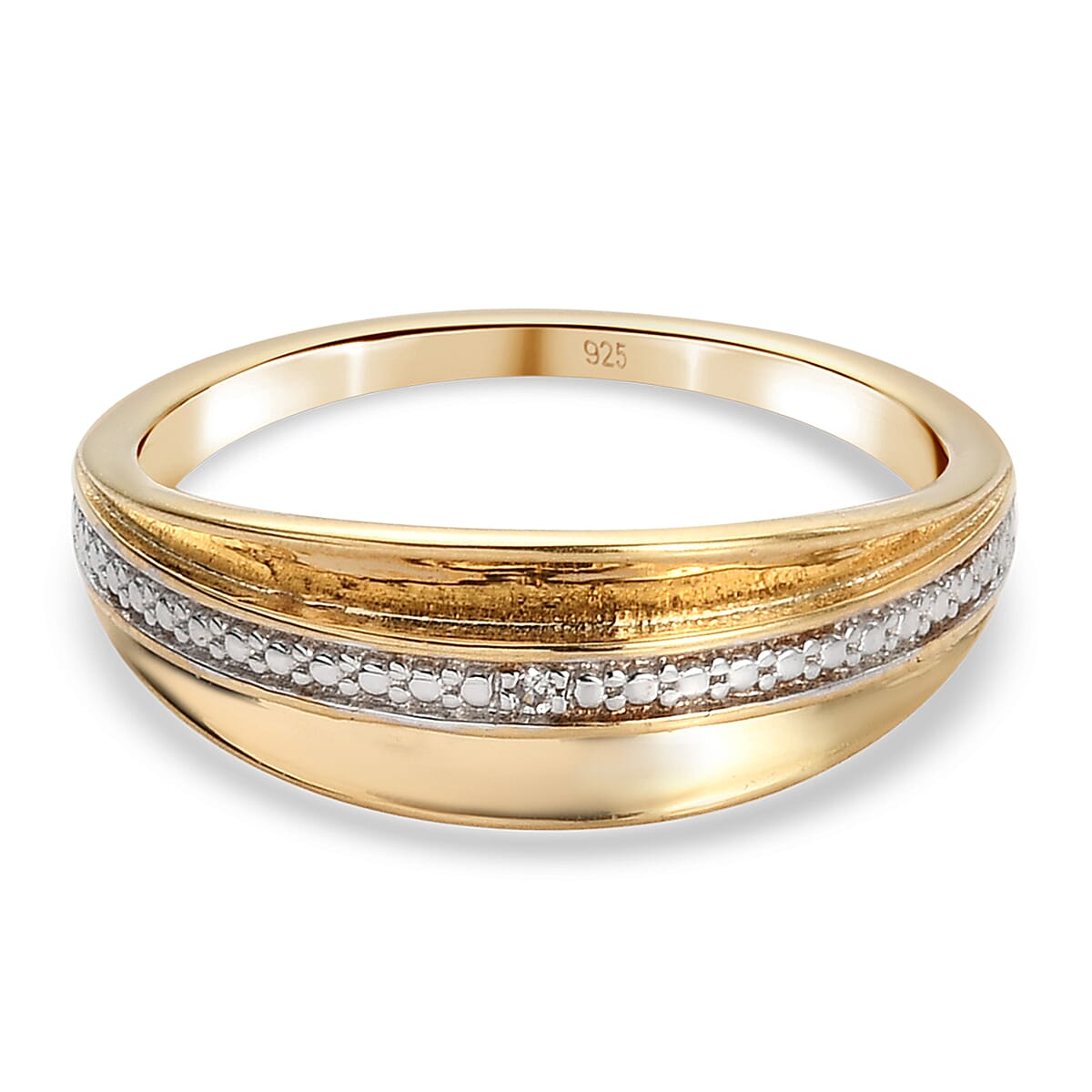 Diamond Ring in Yellow Gold Overlay Sterling Silver