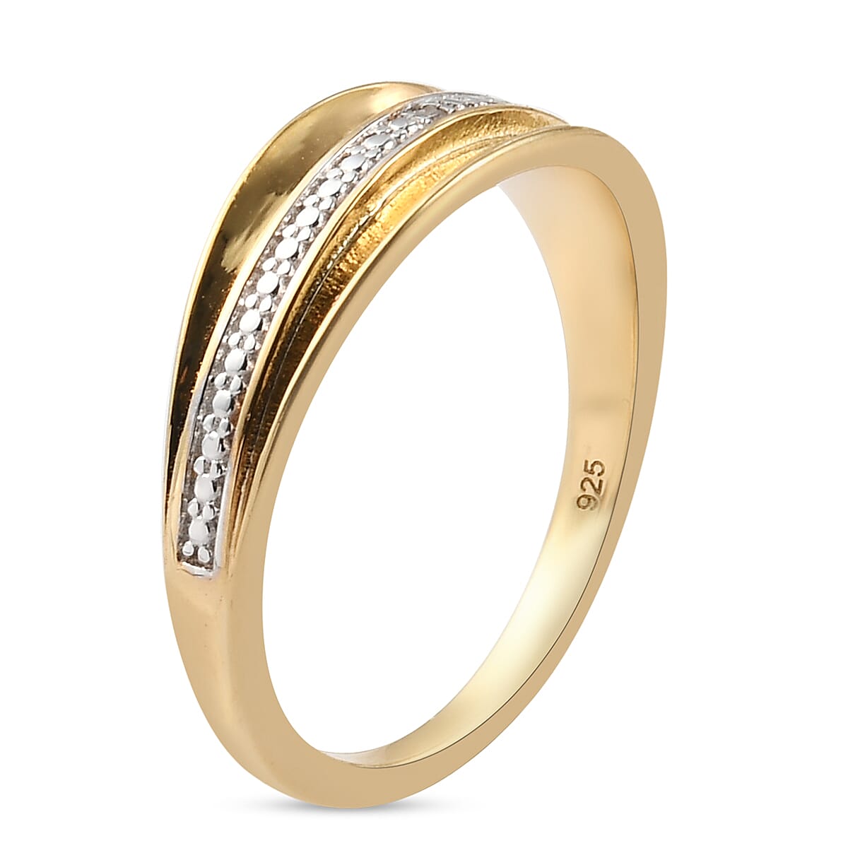 Diamond Ring in Yellow Gold Overlay Sterling Silver