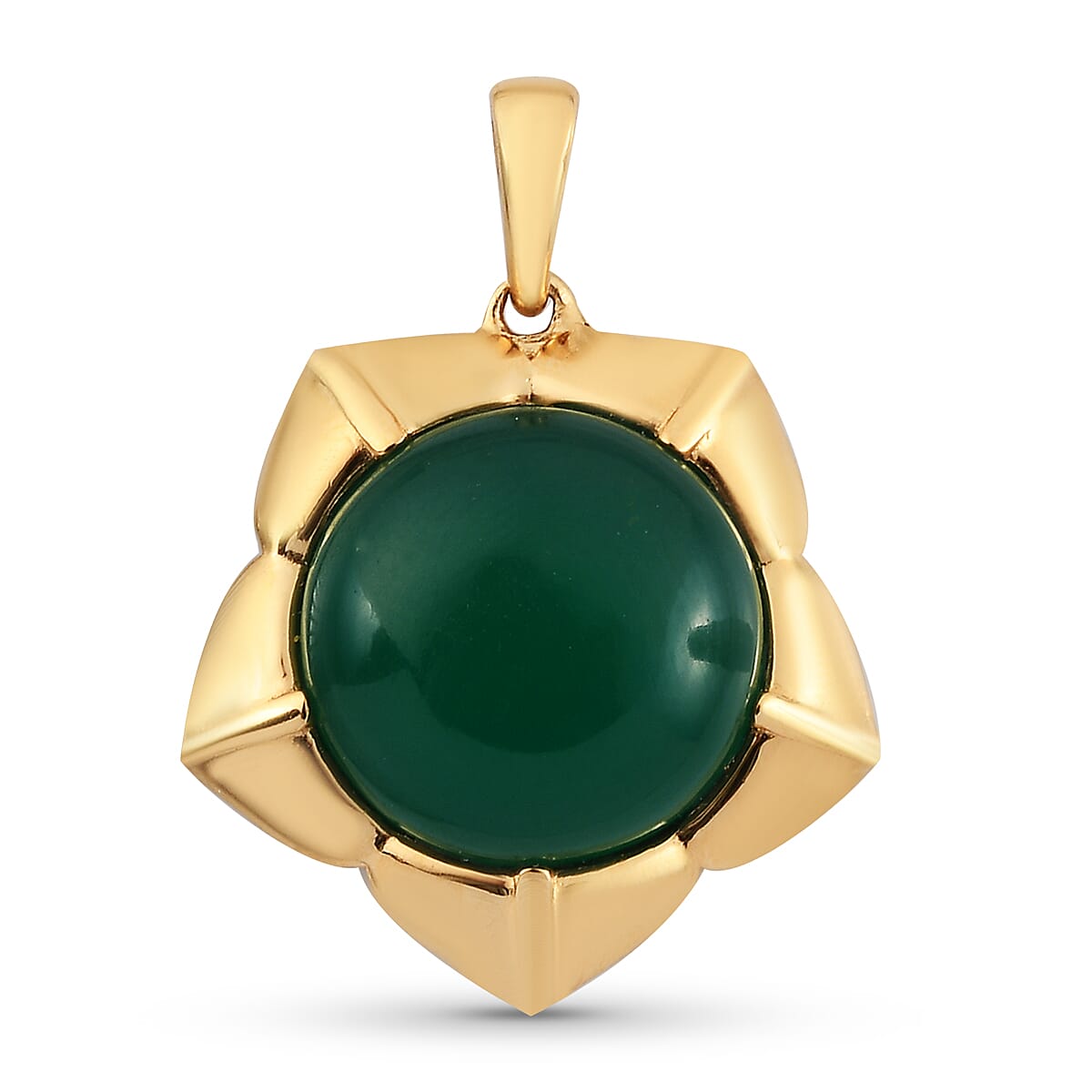 Green Onyx Floral Pendant in Yellow Gold Tone 7.83 Ct