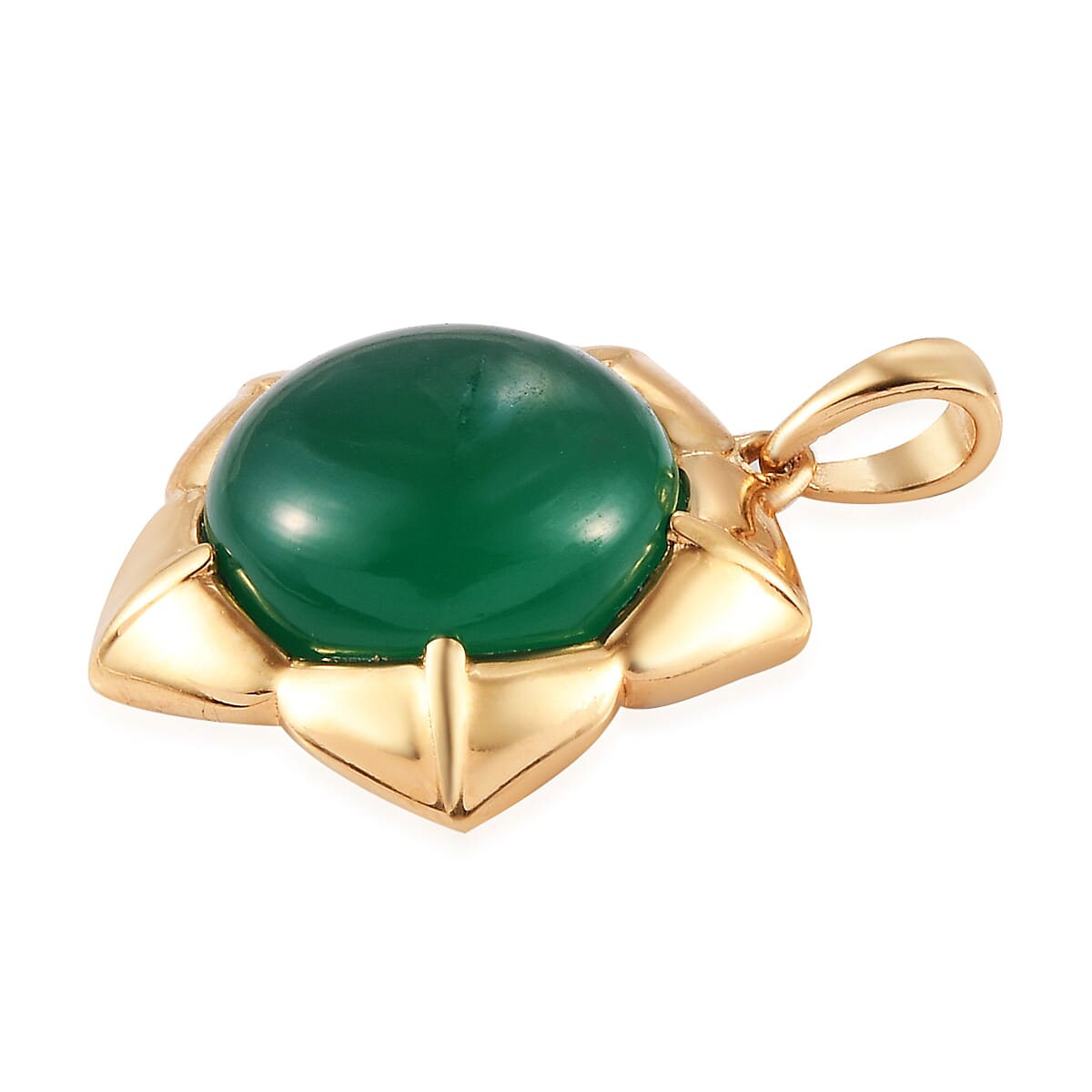 Green Onyx Floral Pendant in Yellow Gold Tone 7.83 Ct