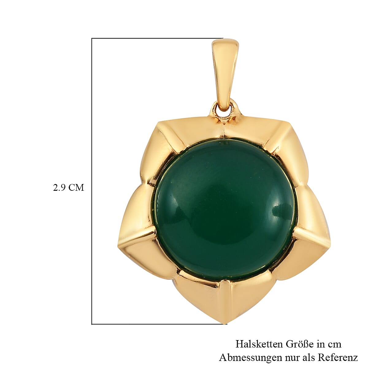 Green Onyx Floral Pendant in Yellow Gold Tone 7.83 Ct