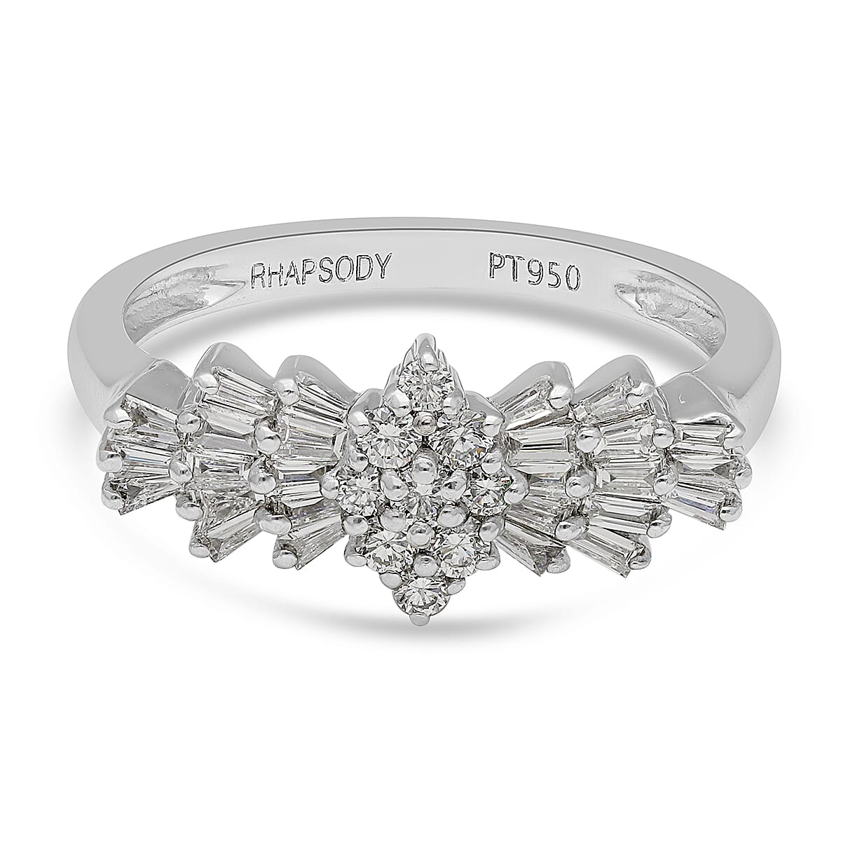 RHAPSODY 950 Platinum IGI Certified Diamond (VS/E-F) Ballerina Ring 0.50 Ct.