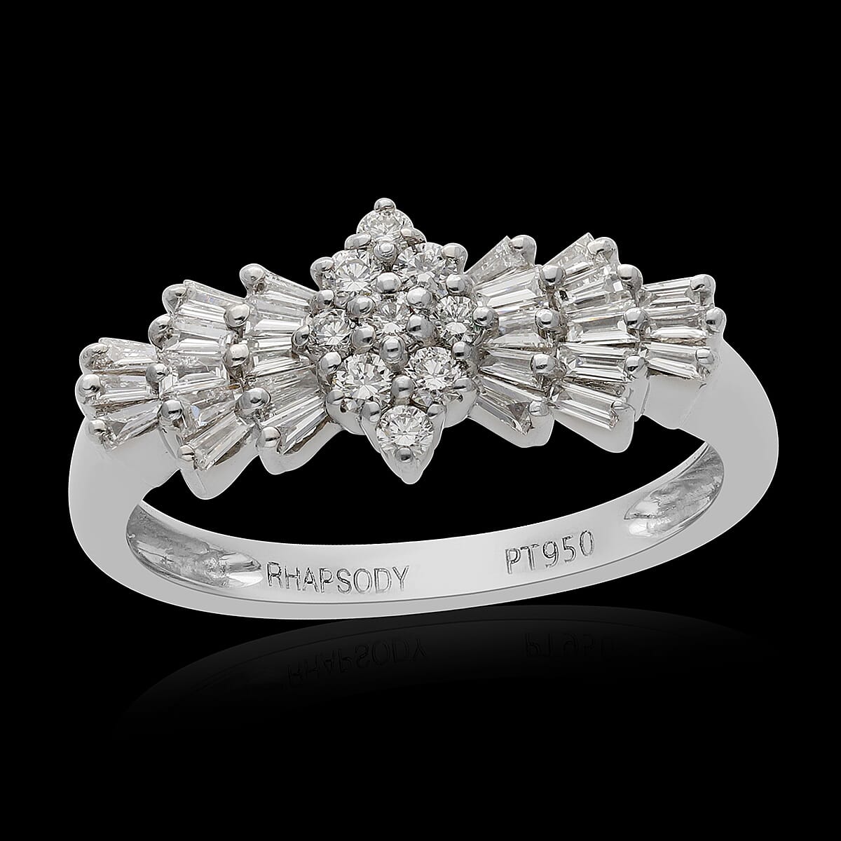 RHAPSODY 950 Platinum IGI Certified Diamond (VS/E-F) Ballerina Ring 0.50 Ct.