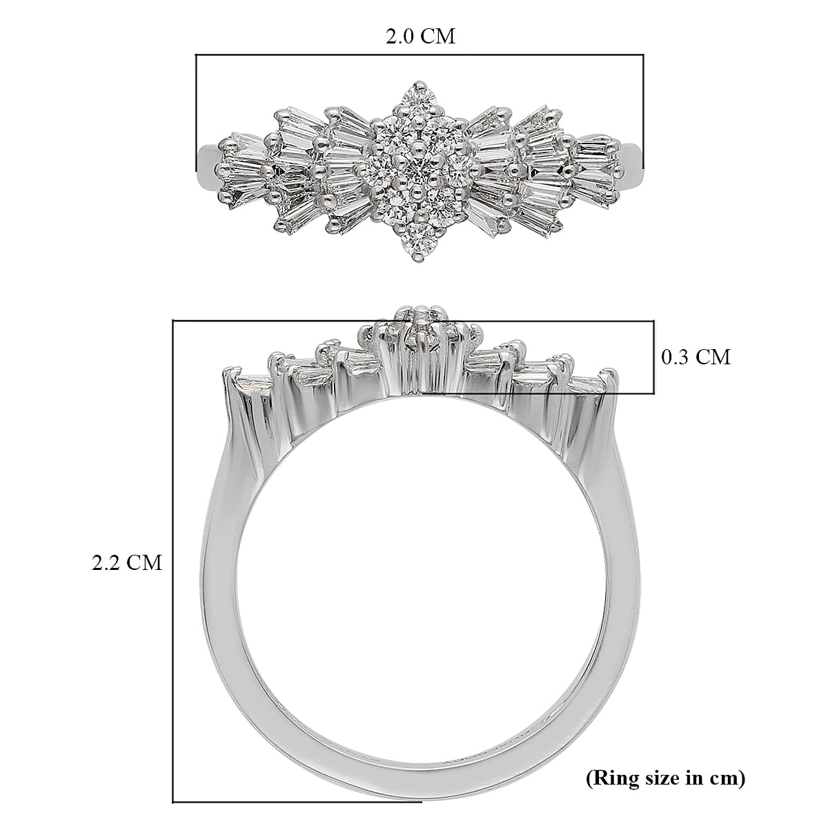 RHAPSODY 950 Platinum IGI Certified Diamond (VS/E-F) Ballerina Ring 0.50 Ct.