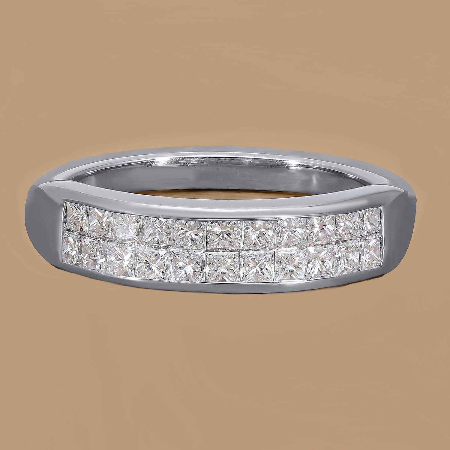 RHAPSODY 950 Platinum IGI Certified Diamond (VS-E-F) Double Row Half Eternity Ring 1.03 Ct, Platinum Wt. 5.32 Gms(Non Re-sizable).