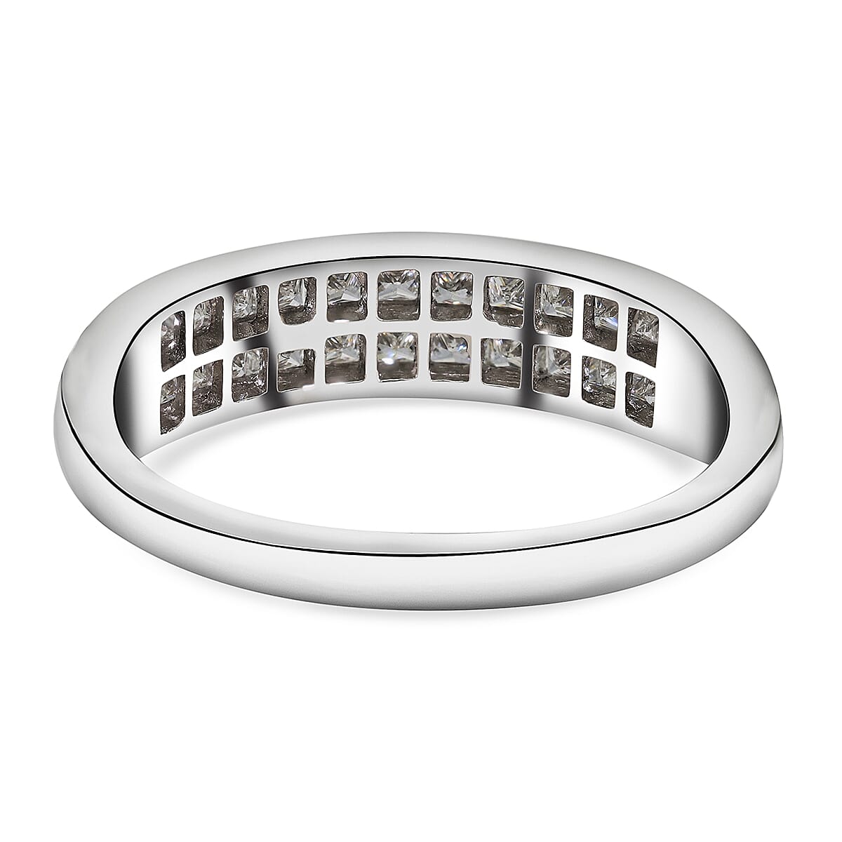RHAPSODY 950 Platinum IGI Certified Diamond (VS-E-F) Double Row Half Eternity Ring 1.03 Ct, Platinum Wt. 5.32 Gms(Non Re-sizable).