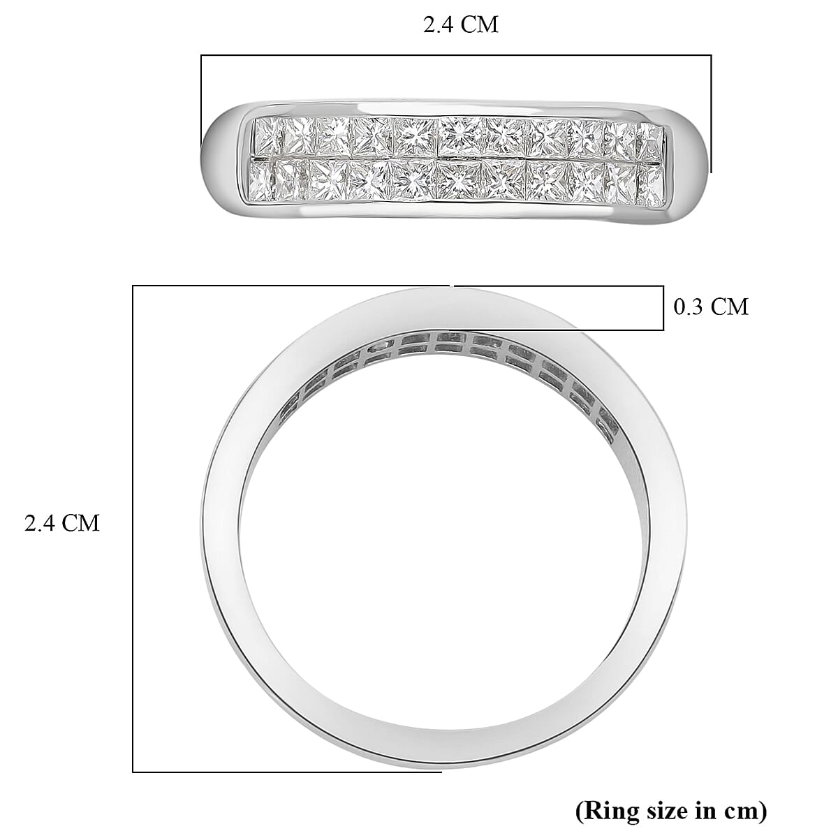 RHAPSODY 950 Platinum IGI Certified Diamond (VS-E-F) Double Row Half Eternity Ring 1.03 Ct, Platinum Wt. 5.32 Gms(Non Re-sizable).
