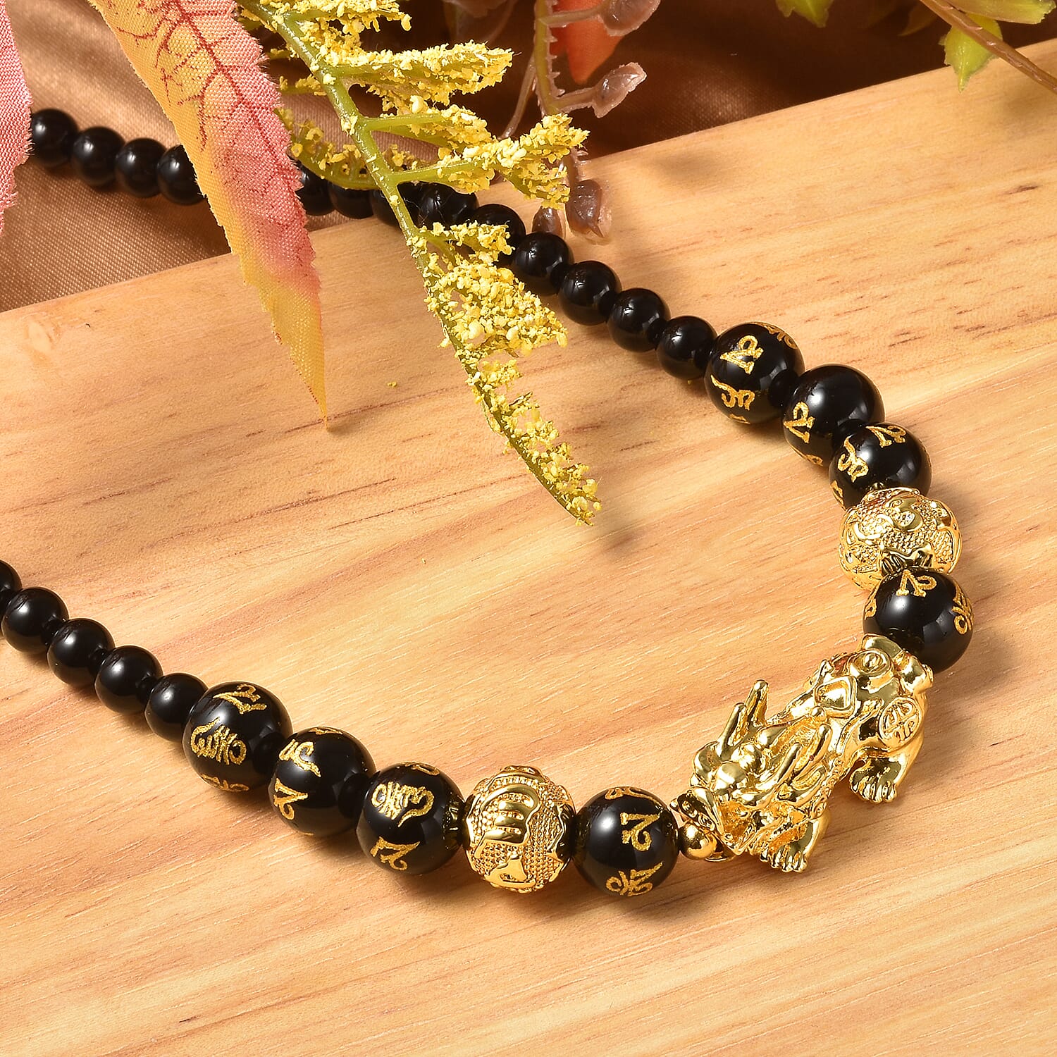 Black Obsidian Beads Necklace (Size - 18)