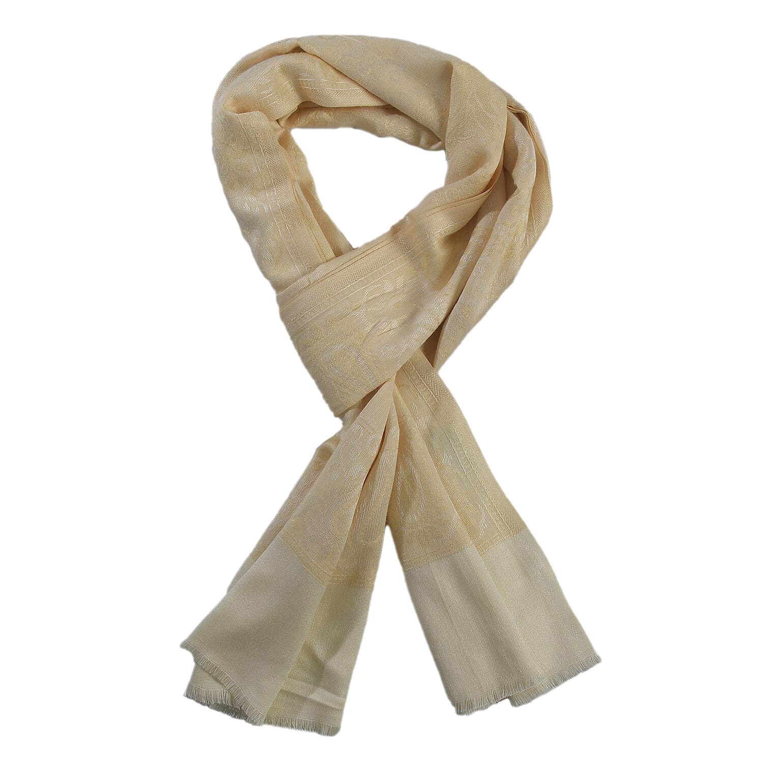 LA MAREY Viscose Yarn Dyed Jacquard Scarf - Beige