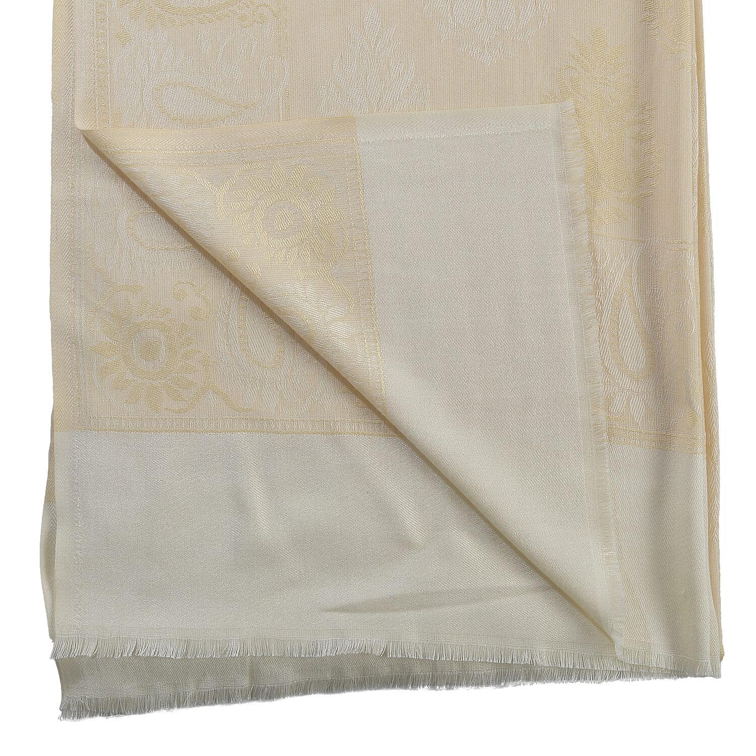 LA MAREY Viscose Yarn Dyed Jacquard Scarf - Beige