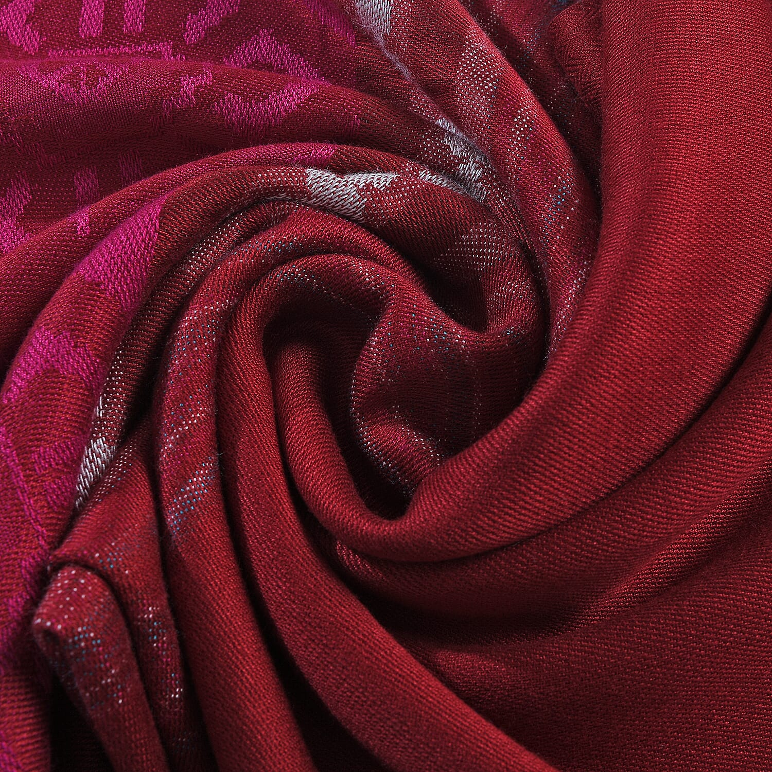 LA MAREY 100% Viscose Geometric - Stripe Pattern Yarn Dyed Jacquard Scarf (Size 180x70 Cm) - Red - Multi