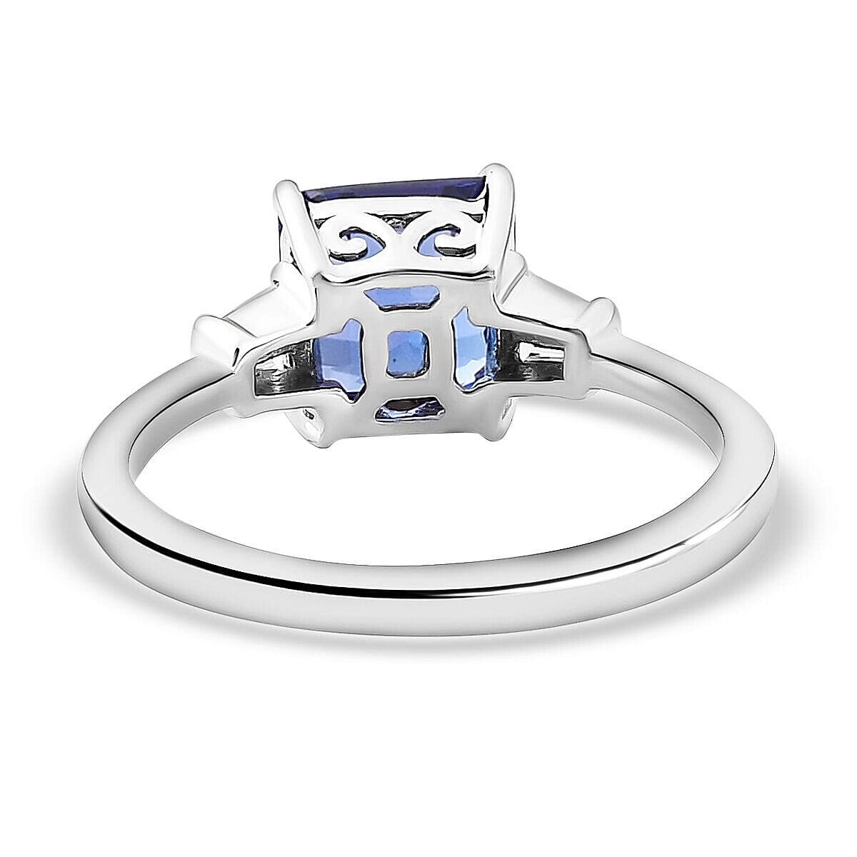 RHAPSODY 950 Platinum AAAA Tanzanite (Asscher Cut) and Diamond (VS-E-F) Ring 1.96 Ct.