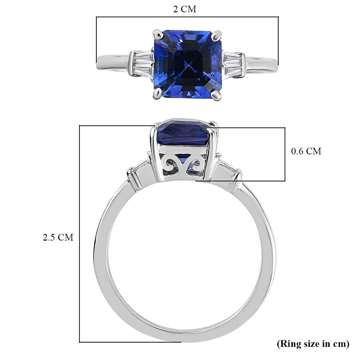 RHAPSODY 950 Platinum AAAA Tanzanite (Asscher Cut) and Diamond (VS-E-F) Ring 1.96 Ct.