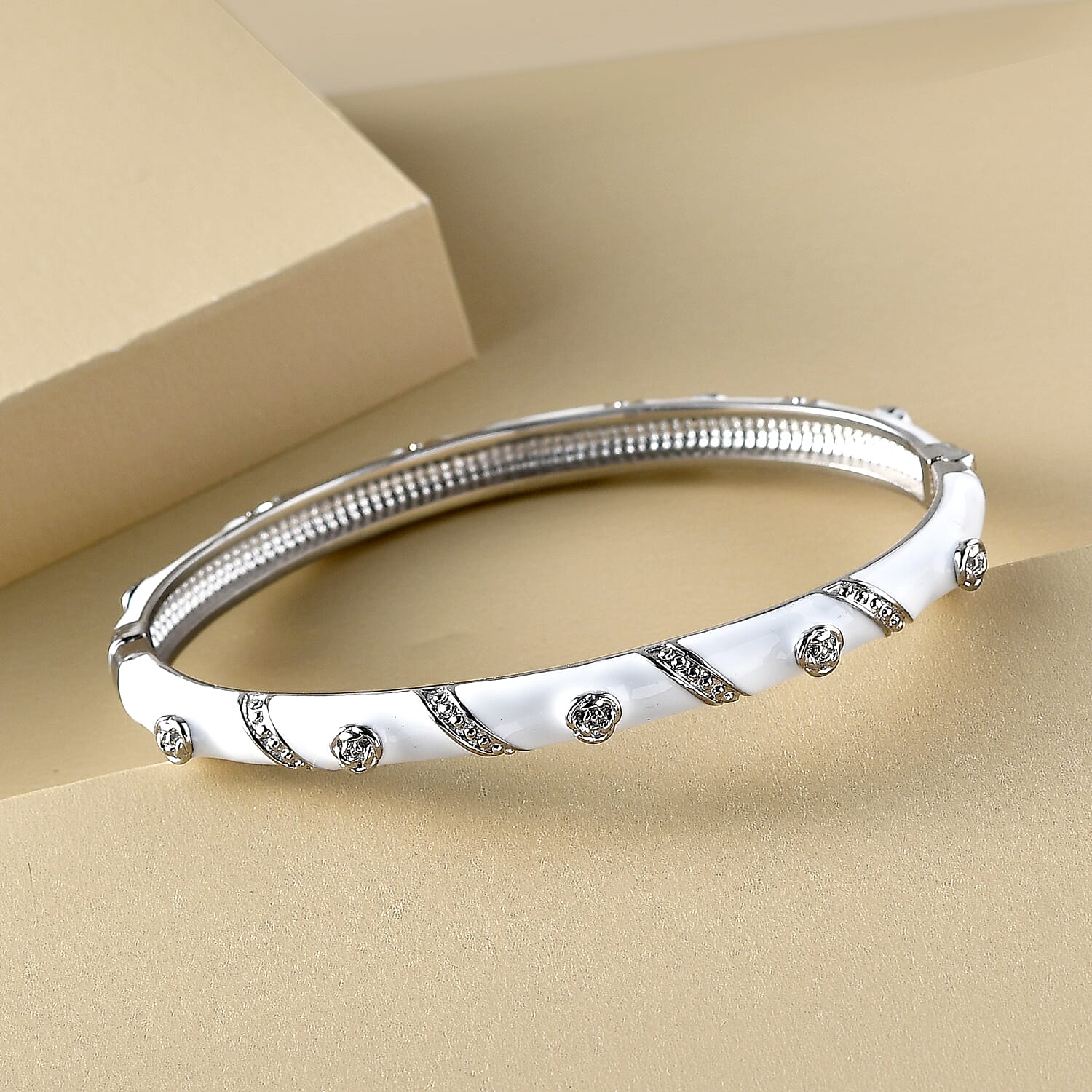 Enamelled Bangle (Size 7.5) in Stainless Steel