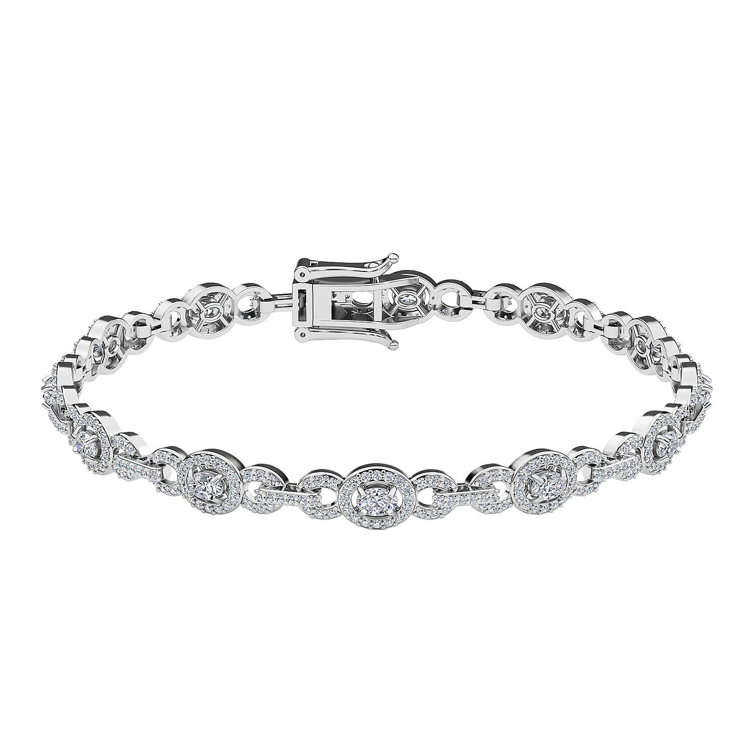 RHAPSODY 950 Platinum IGI Certified Diamond (VS-E-F) Bracelet (Size - 7.5) 3.00 Ct, Platinum Wt. 17.40 Gms
