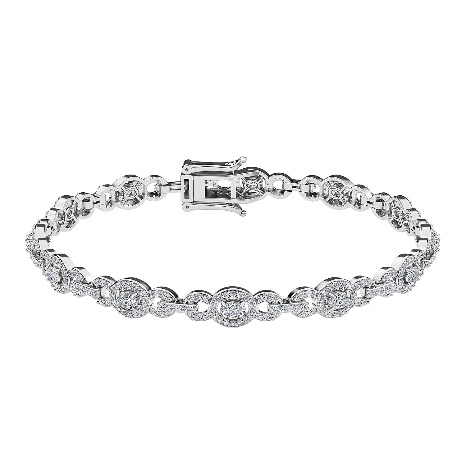 RHAPSODY 950 Platinum IGI Certified Diamond (VS-E-F) Bracelet (Size - 7.5) 3.00 Ct, Platinum Wt. 17.40 Gms