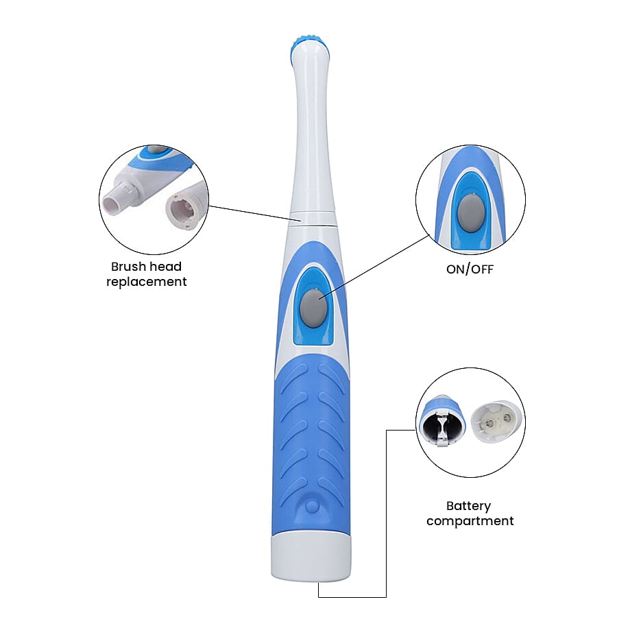 4 in 1 Sonic Scrubber Automatic Brush Cleaner (Battery AAx4 not incl.) (Size:26x3Cm) - Blue and White