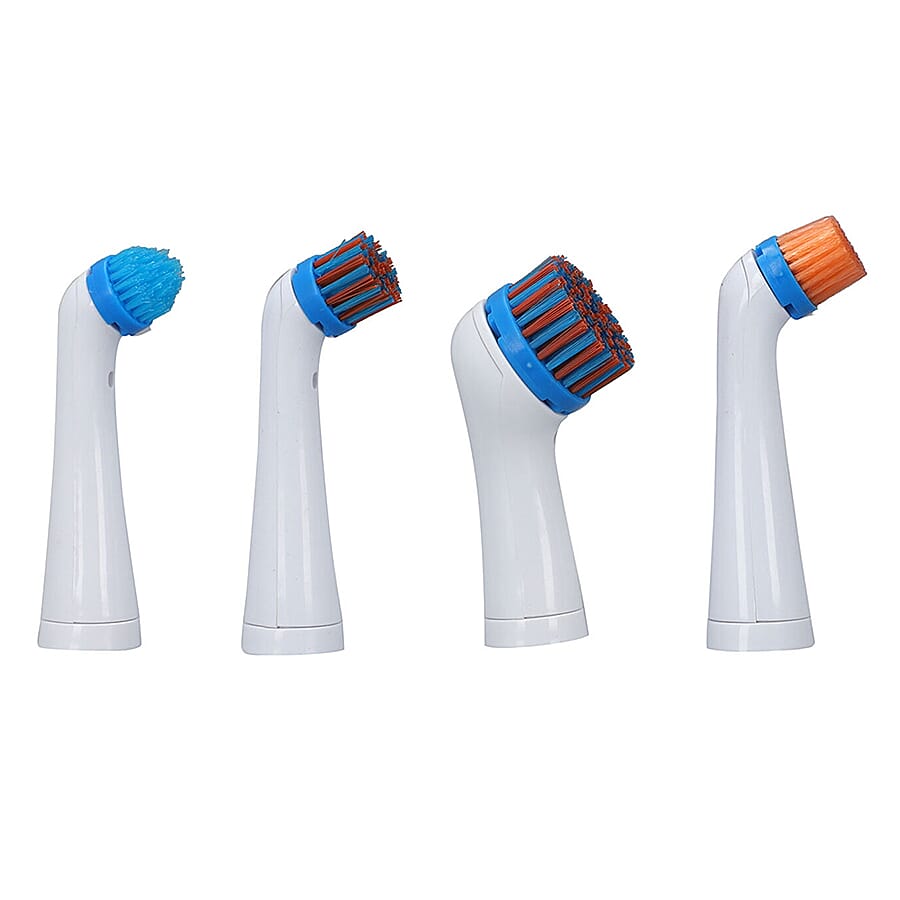 4 in 1 Sonic Scrubber Automatic Brush Cleaner (Battery AAx4 not incl.) (Size:26x3Cm) - Blue and White