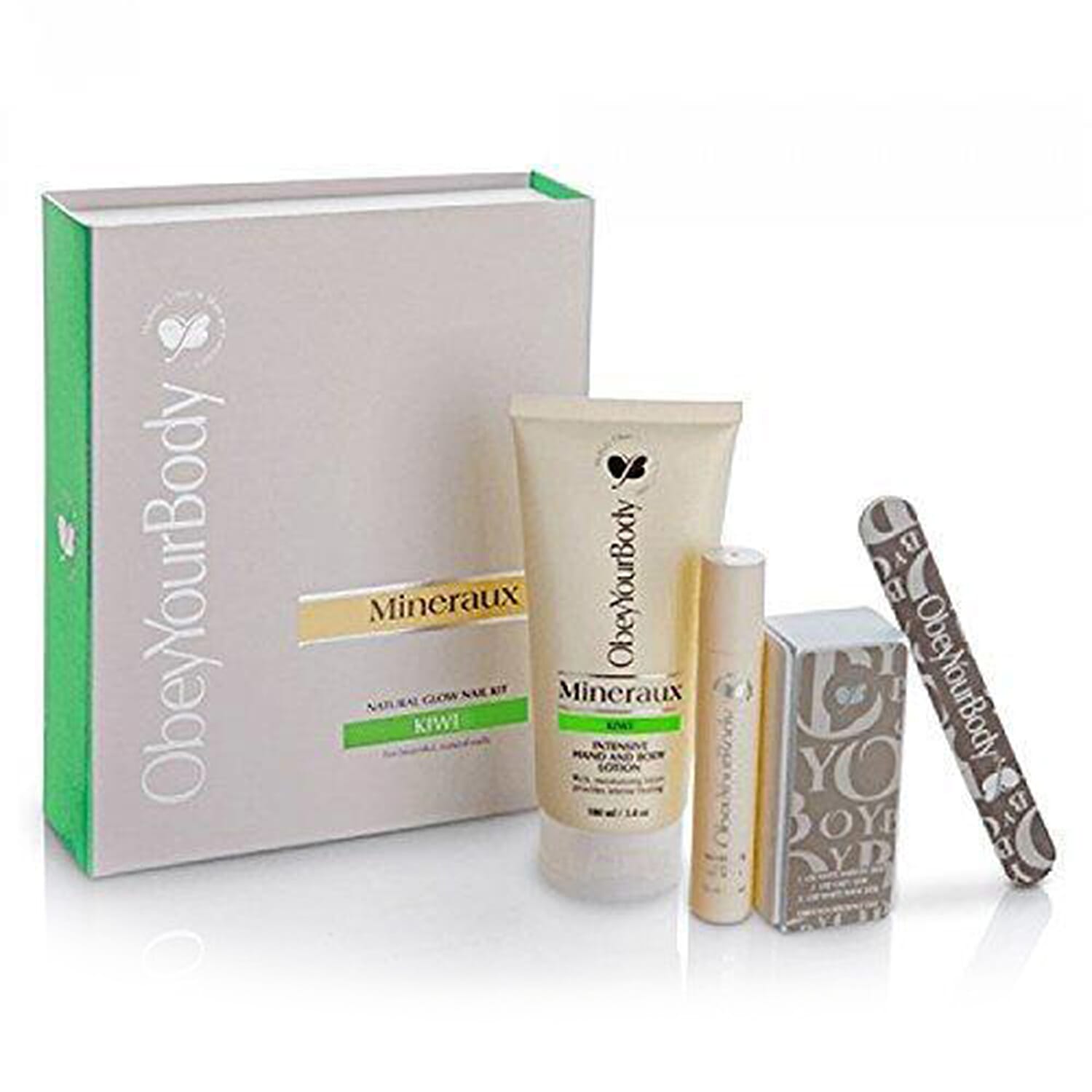 Set of 4 - Obey Your Body: Kiwi Manicure Nail Set (Incl. Nail & Cuticle Serum - 15ml, Intensive Hand, Foot & Body Lotion - 100ml & Nail File & Buffer)