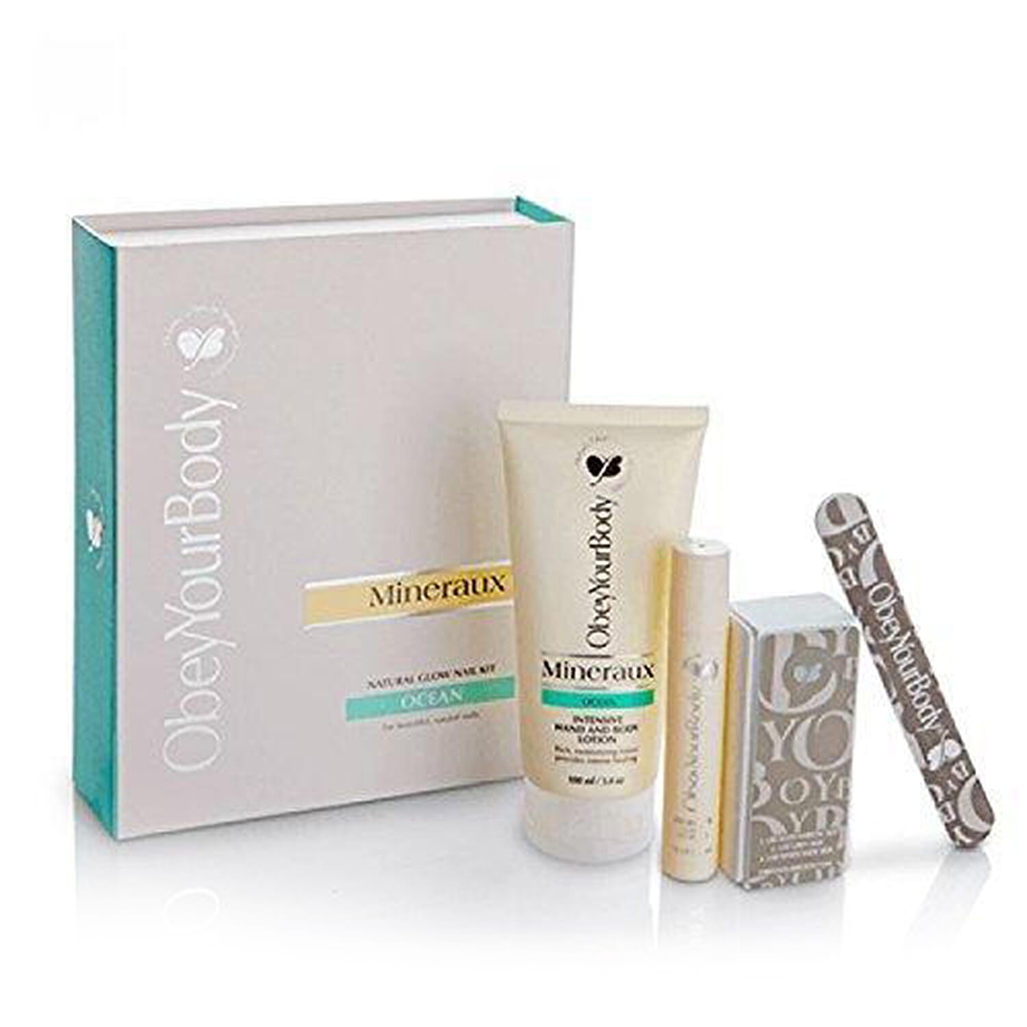 Set of 4 - Obey Your Body- Ocean Manicure Nail Set (Incl. Nail & Cuticle Serum - 15ml, Intensive Hand, Foot & Body Lotion - 100ml & Nail File & Buffer)