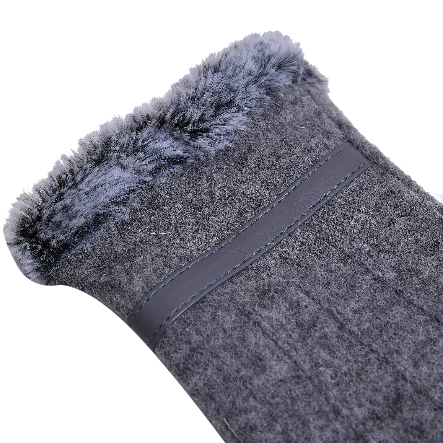 70% Cashmere Fauux Fur Gloves (Size 25x9Cm) - Grey