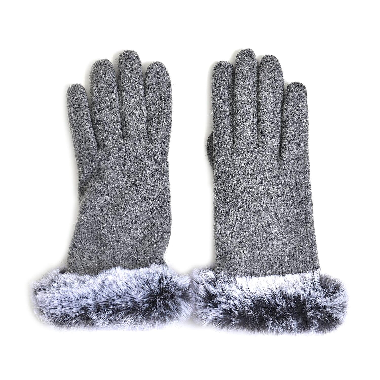 Cashmere Faux Fur Gloves - Black