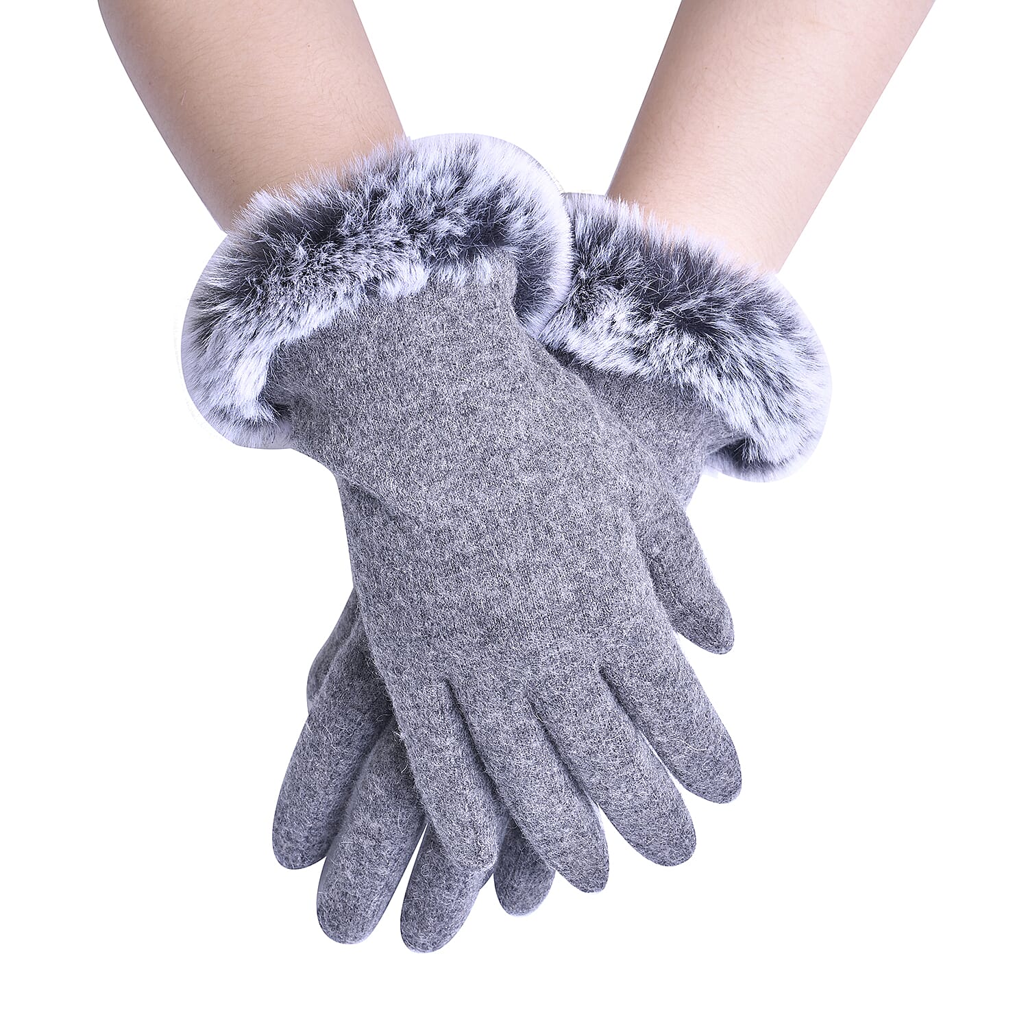 Cashmere Faux Fur Gloves - Black