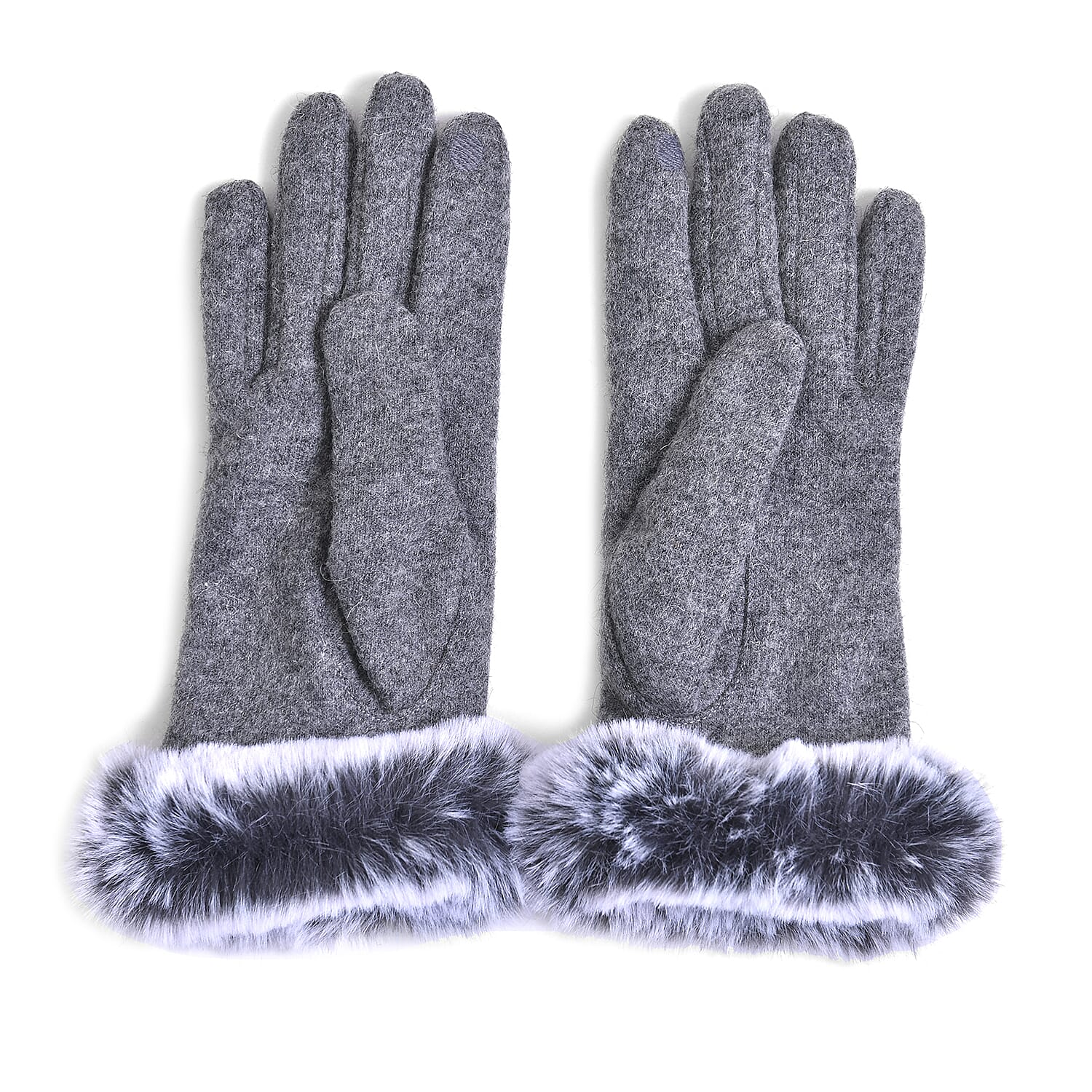 Cashmere Faux Fur Gloves - Black