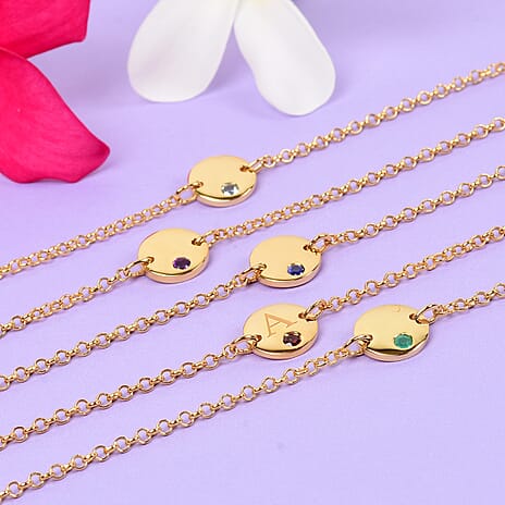 Personalised Engraved Initial Birthstone Bracelet