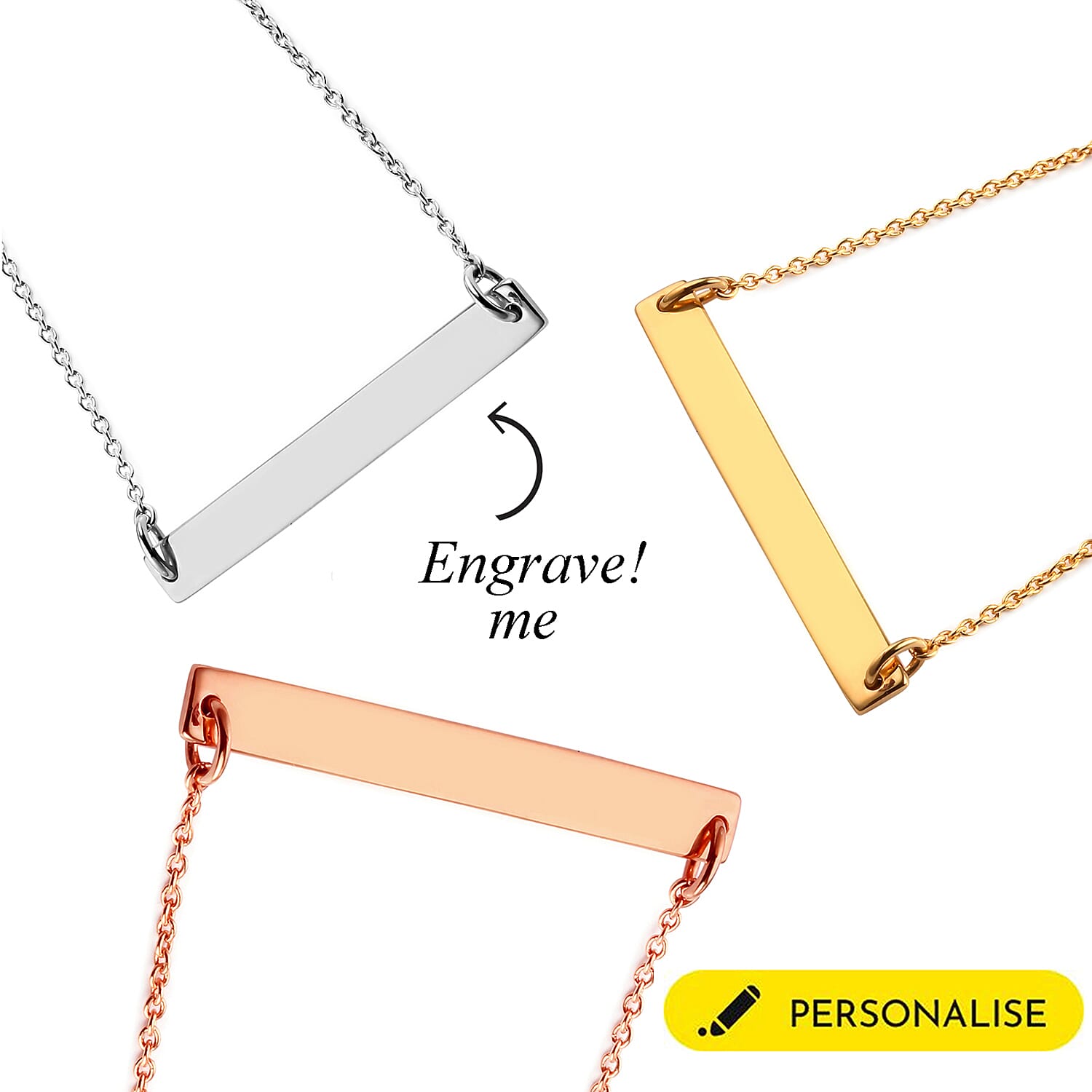 Personalised Engraved Bar  Necklace with Chain