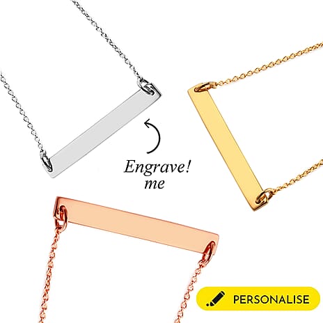 Personalised Engraved Bar  Necklace with Chain