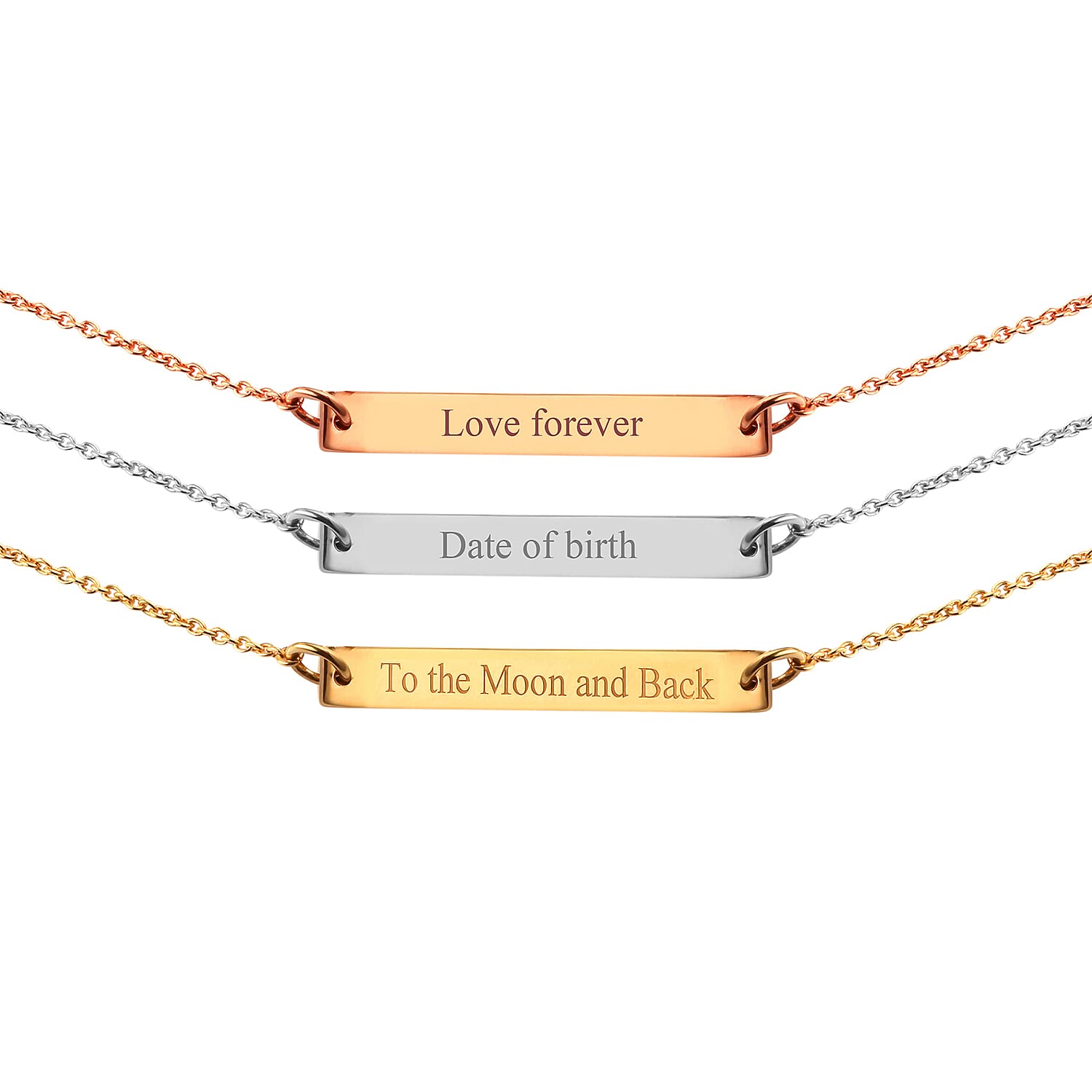 Personalised Engraved Bar  Necklace with Chain