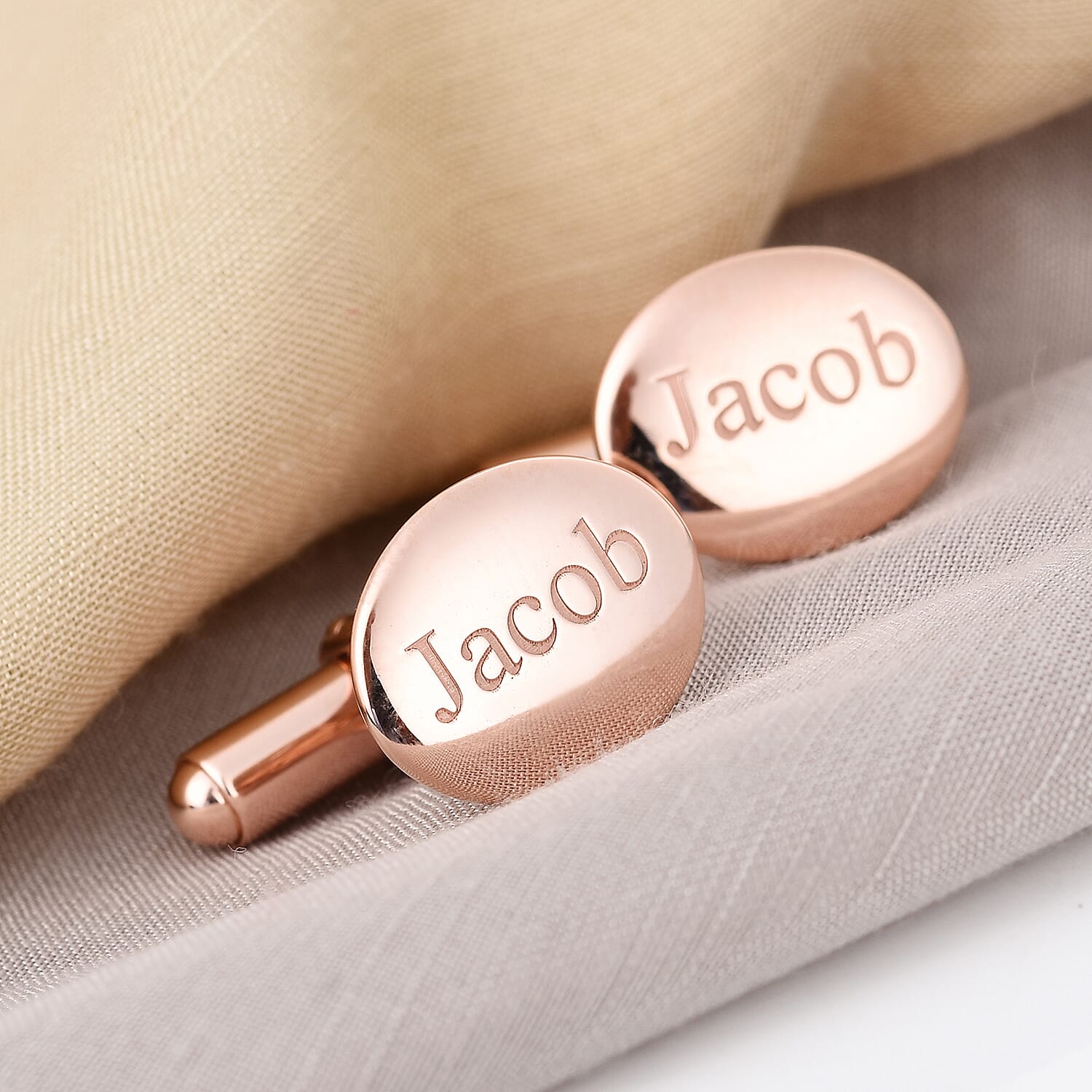 Personalised Engraved Men Oval Cufflinks in Silver