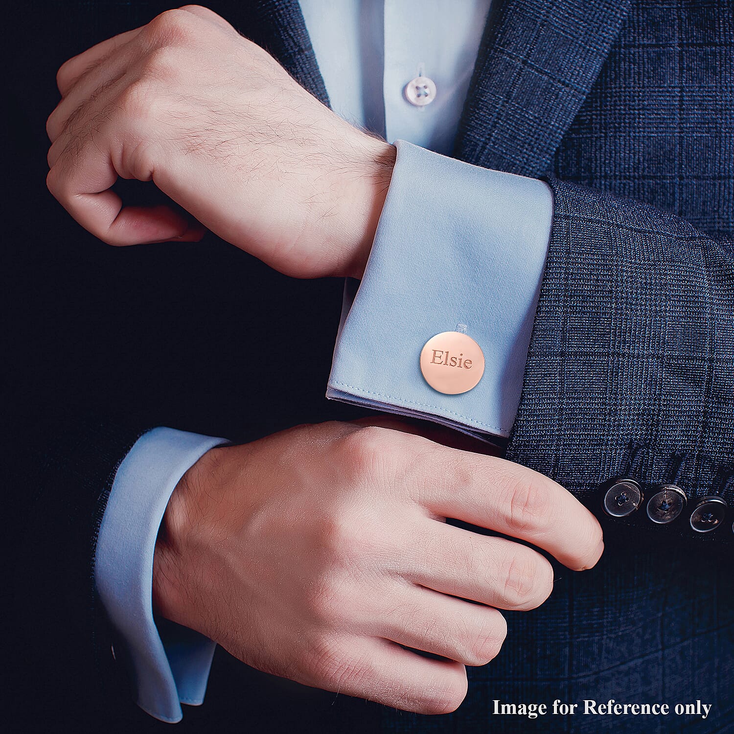 Personalised Engraved Men Round Cufflinks in Silver