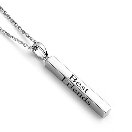 Personalised Engraved 3D Bar Necklace in Silver