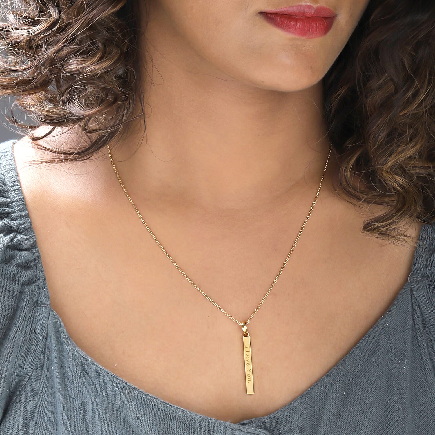 Personalised Engraved 3D Bar Necklace in Silver