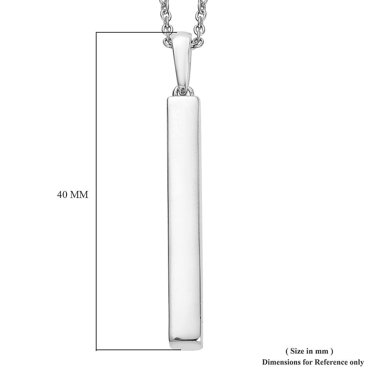 Personalised Engraved 3D Bar Necklace in Silver