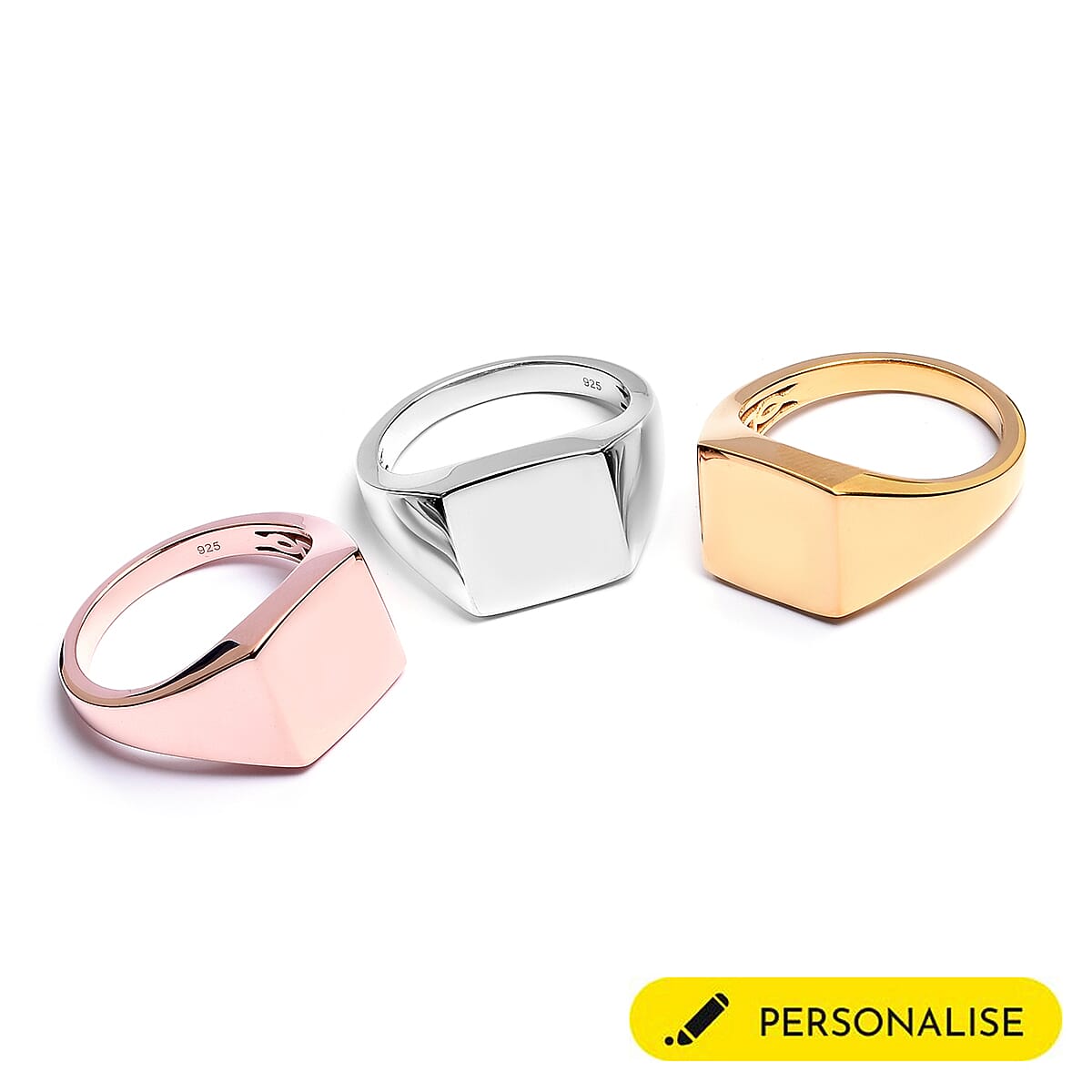 Personalised Engraved Signet Ring for Mens in Silver