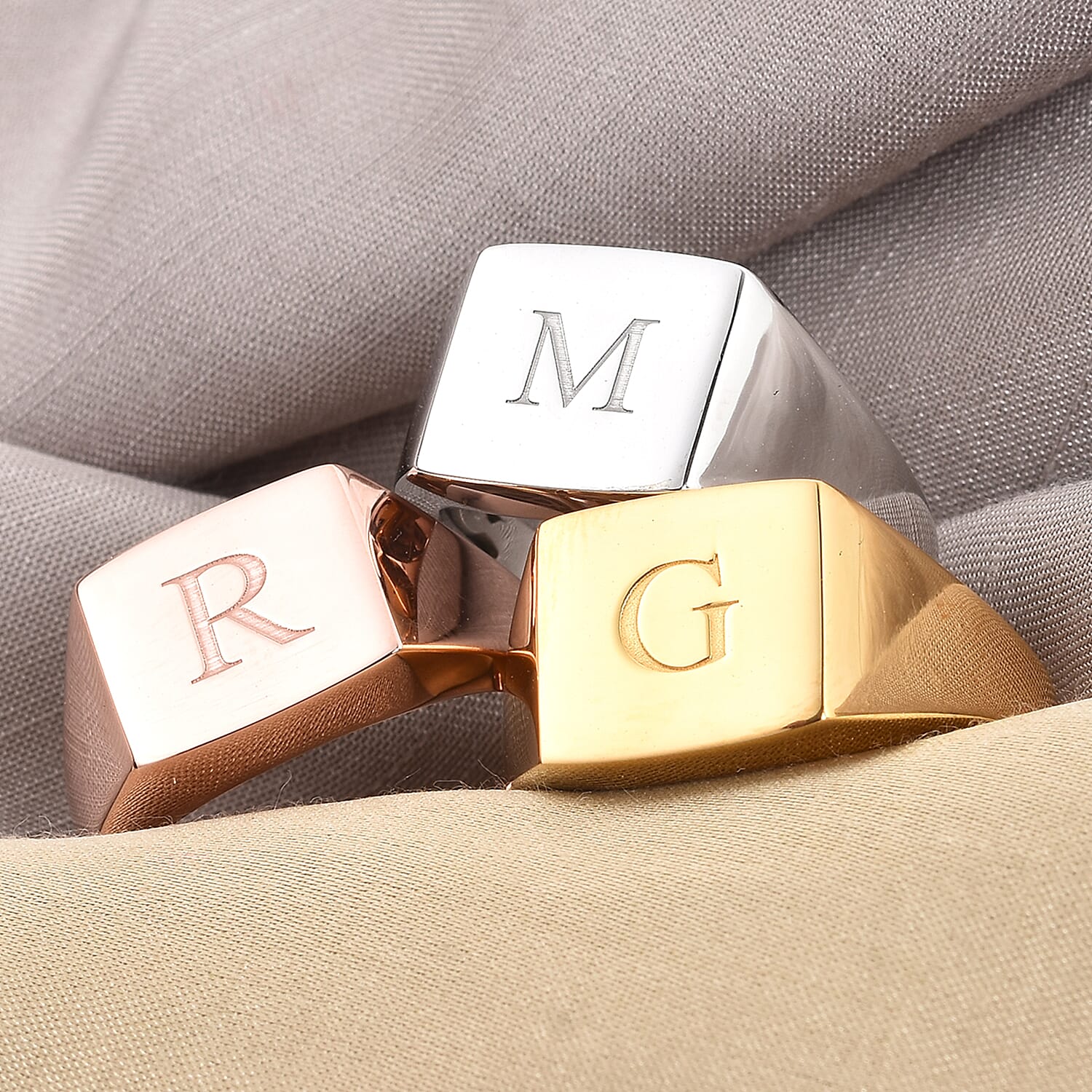 Personalised Engraved Signet Ring for Mens in Silver