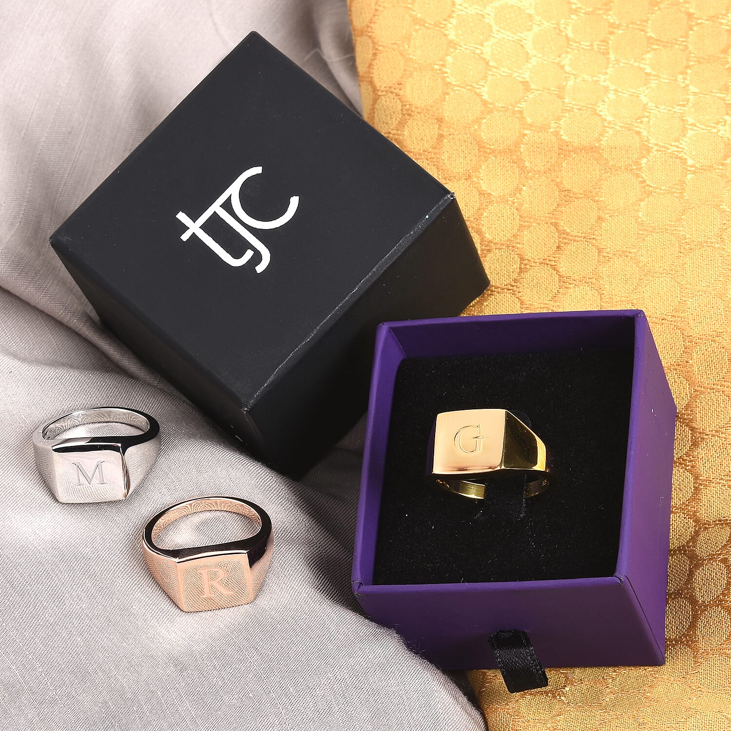 Personalised Engraved Signet Ring for Mens in Silver