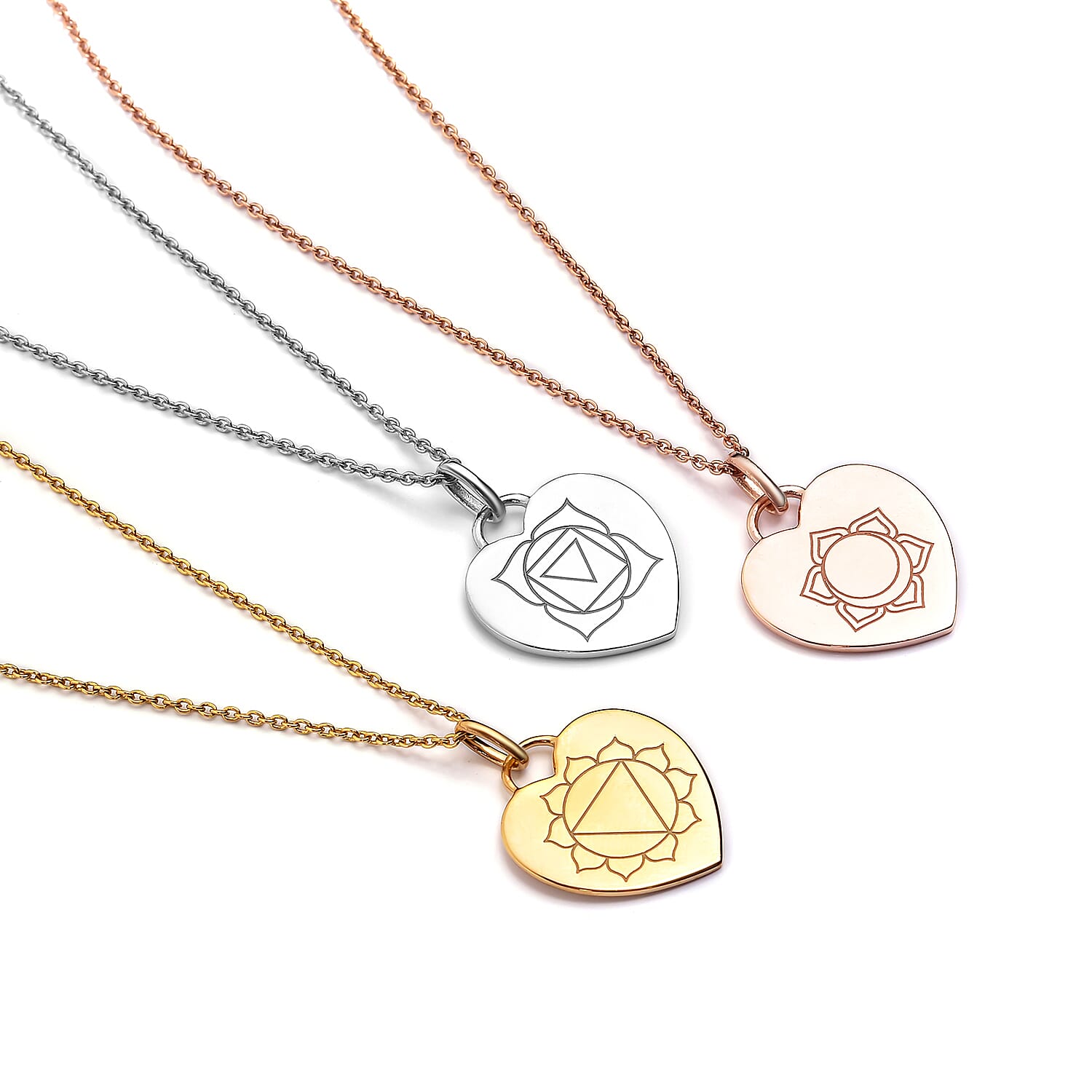 Personalised Engraved Chakra Heart Pendant with Chain in Silver