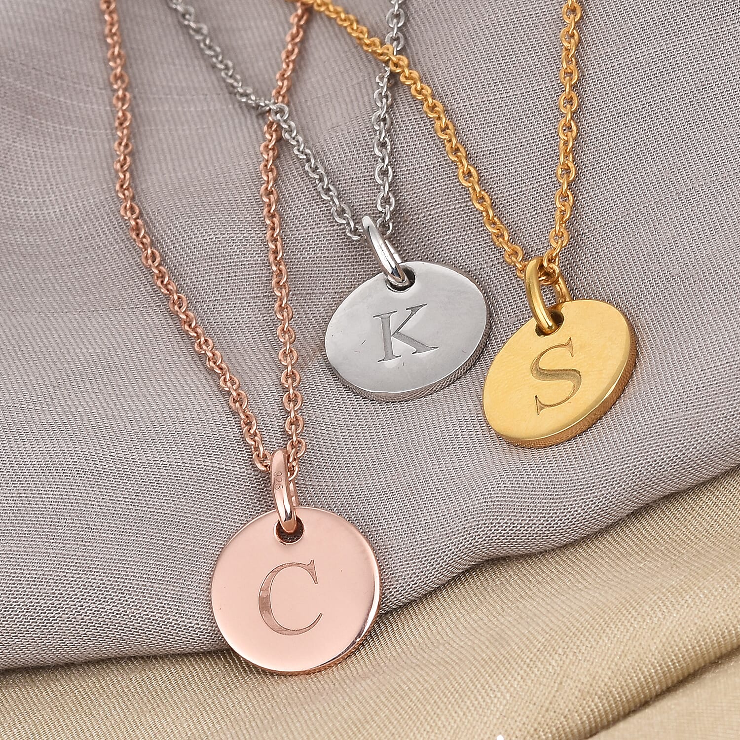 Personalised Initial Engraved 12MM Disc Pendant with Chain in Silver