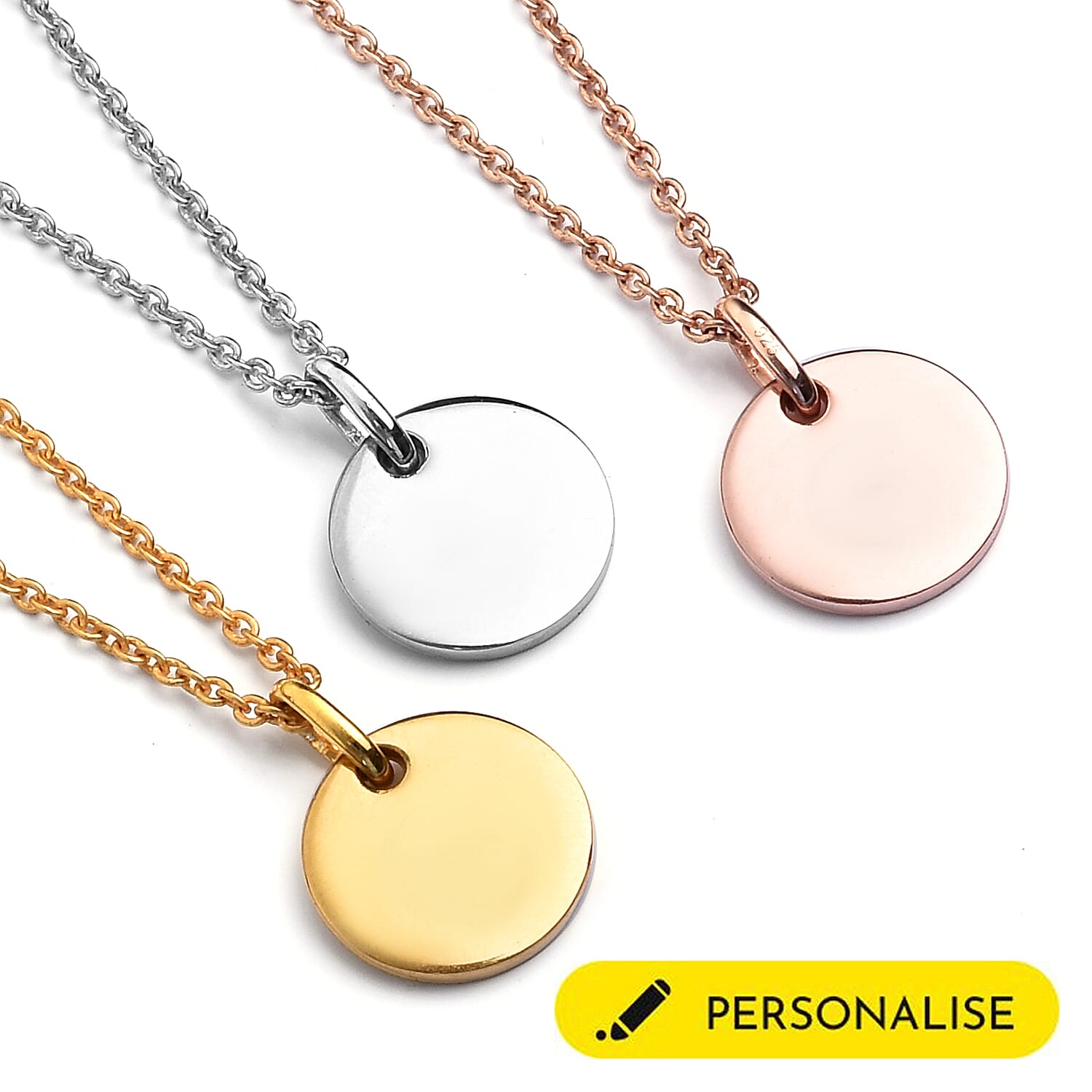Personalised Initial Engraved 12MM Disc Pendant with Chain in Silver