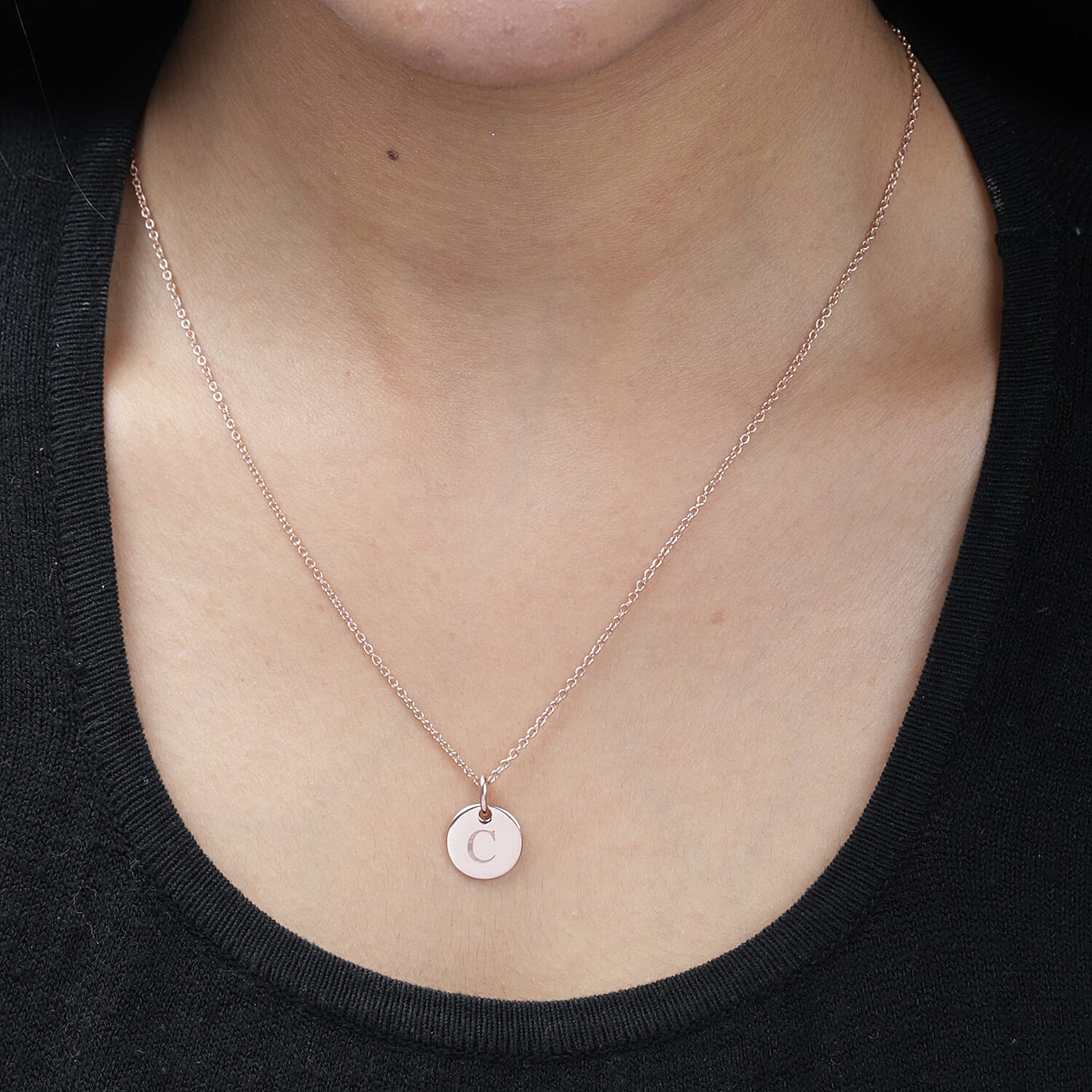 Personalised Initial Engraved 12MM Disc Pendant with Chain in Silver