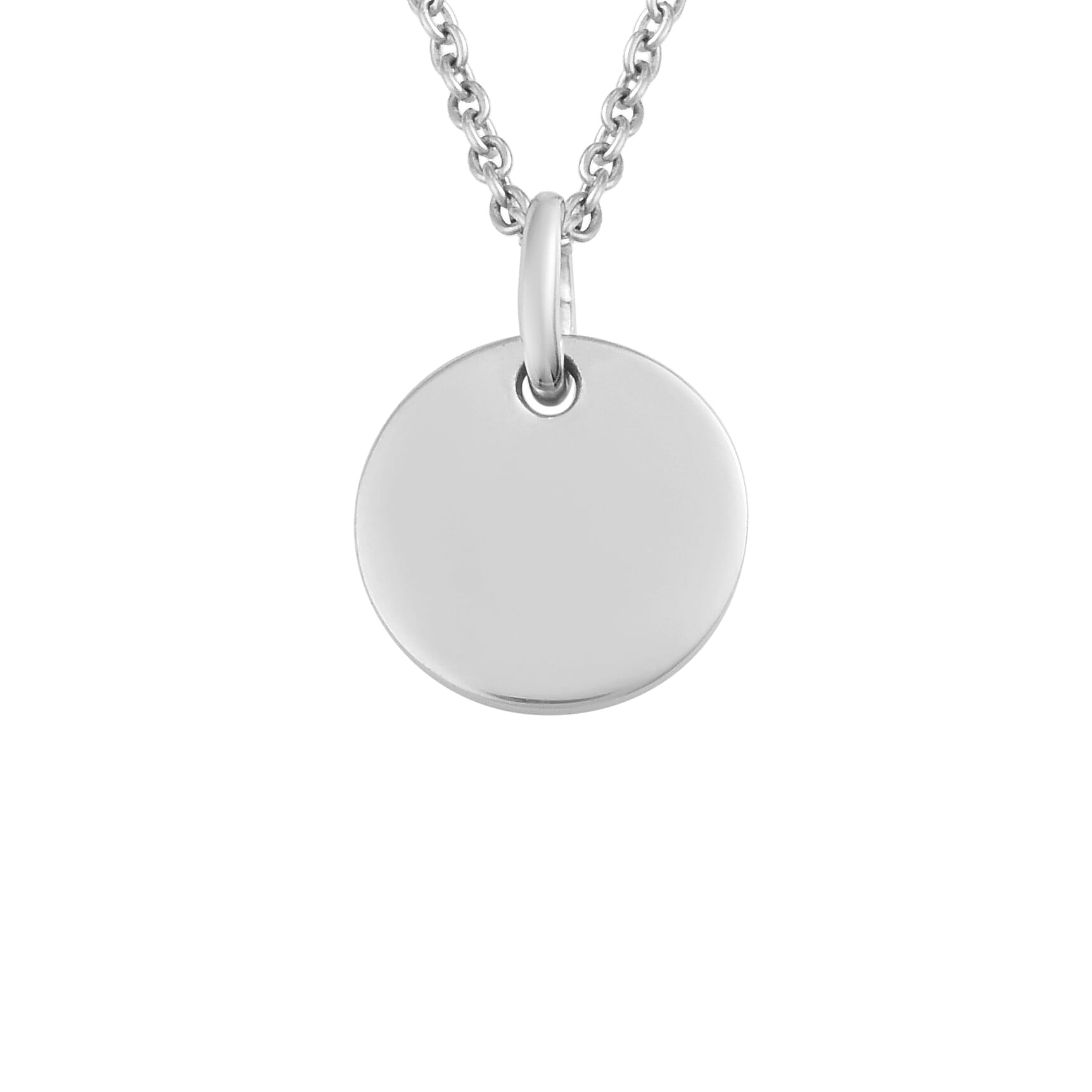 Personalised Initial Engraved 12MM Disc Pendant with Chain in Silver